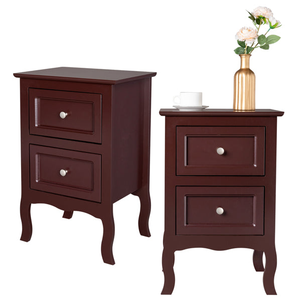 Royard Oaktree Nightstand Set of 2 Wooden Side Table with 2 Drawers Farmhouse Bedside Table with Storage for Bedroom Living Room