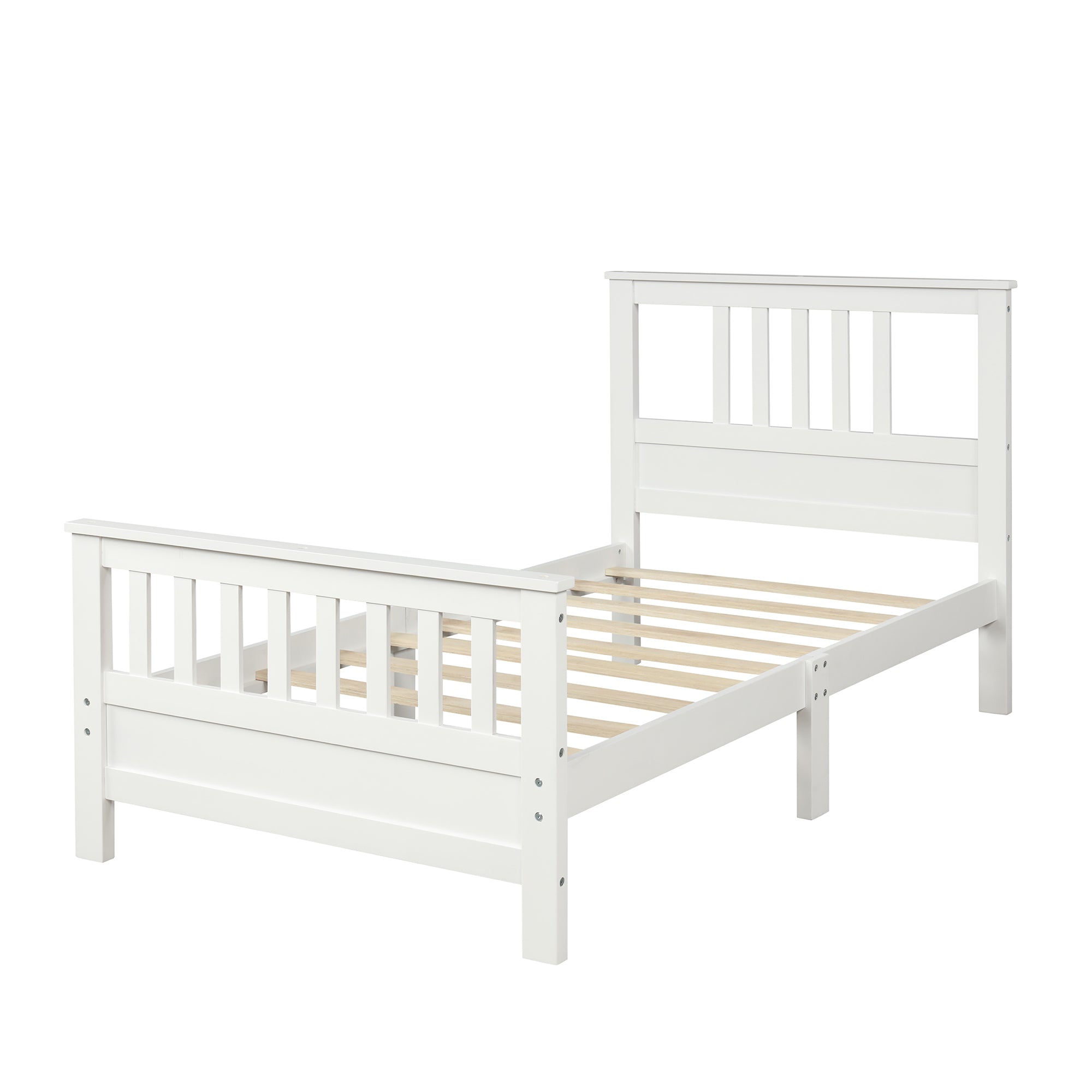 Royard Oaktree Wood Platform Bed with Headboard and Footboard, Twin