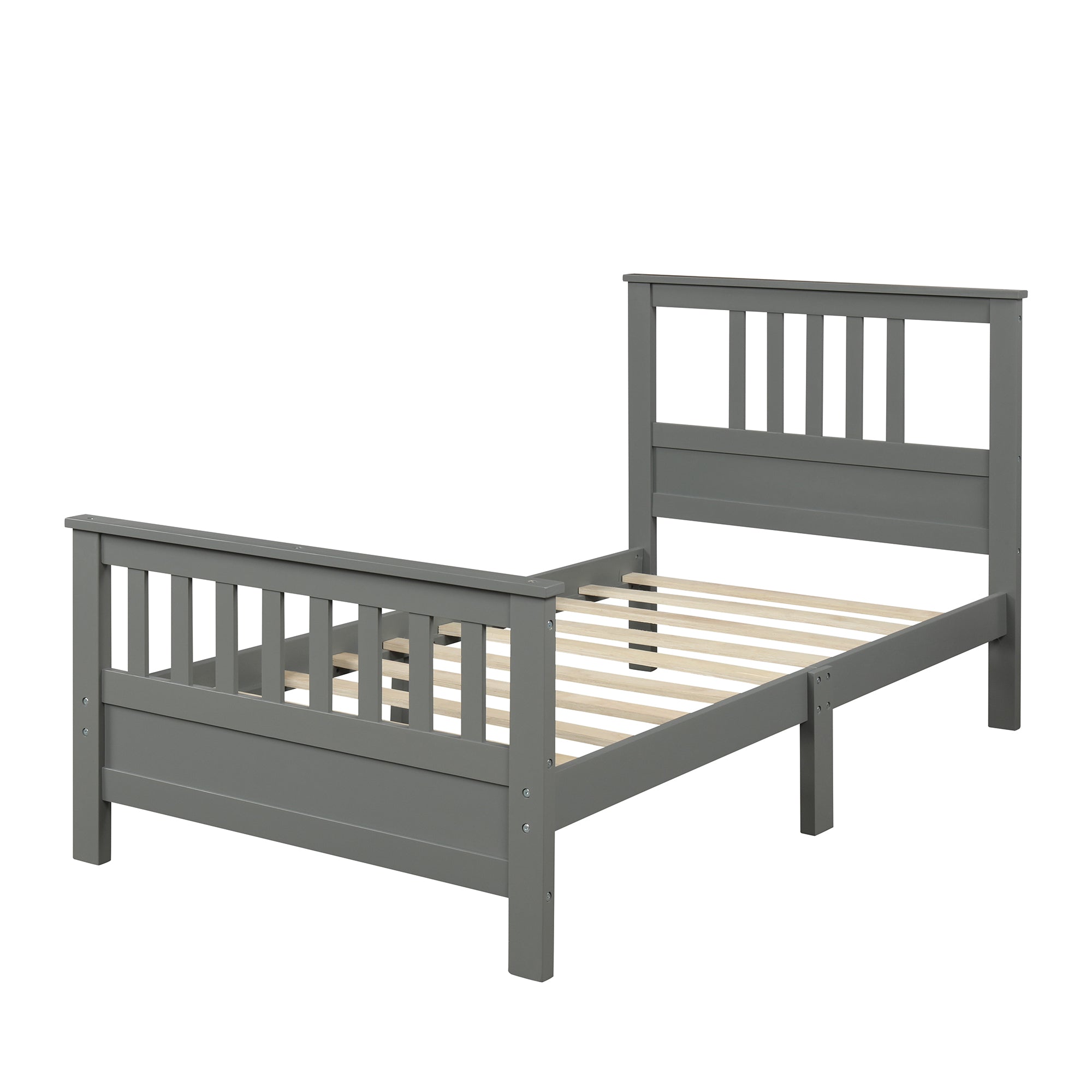 Royard Oaktree Wood Platform Bed with Headboard and Footboard, Twin