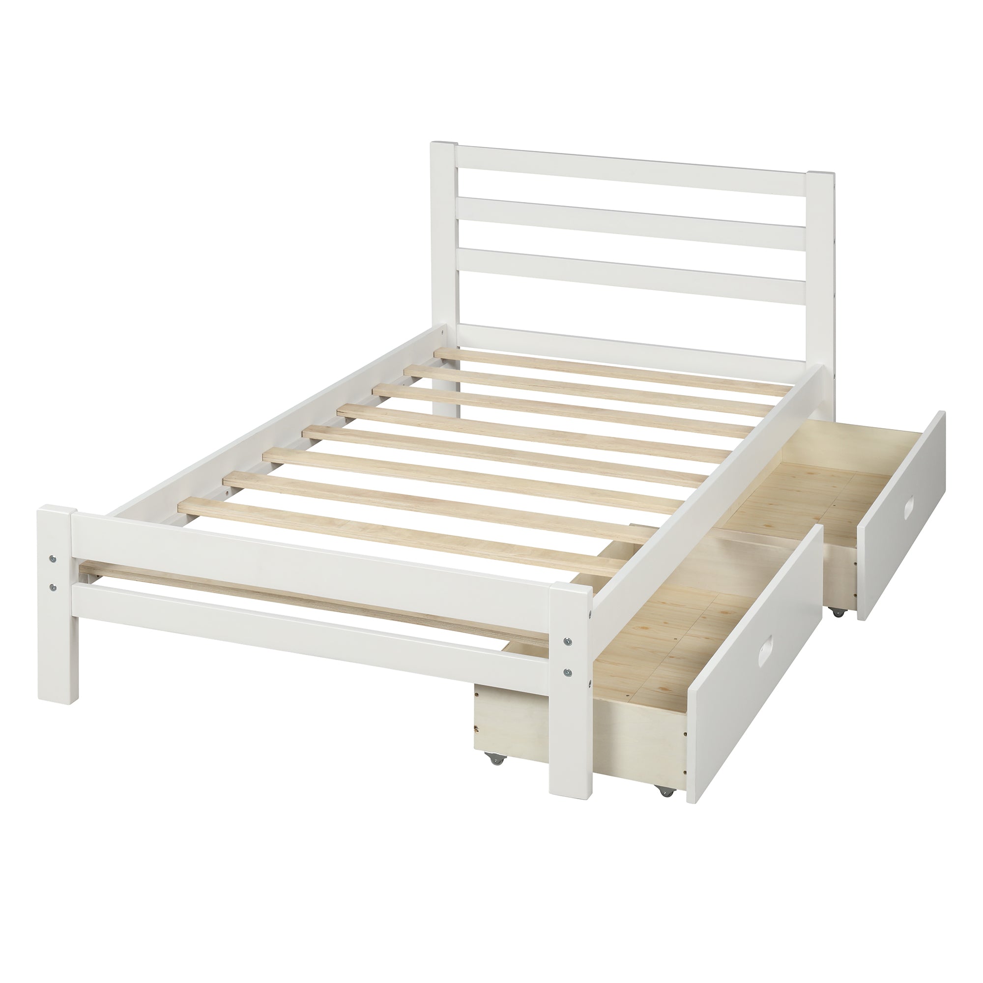 Royard Oaktree Platform Bed With Two Drawers Wood Bed Frame with Headboard and Slats, No Box Spring Needed