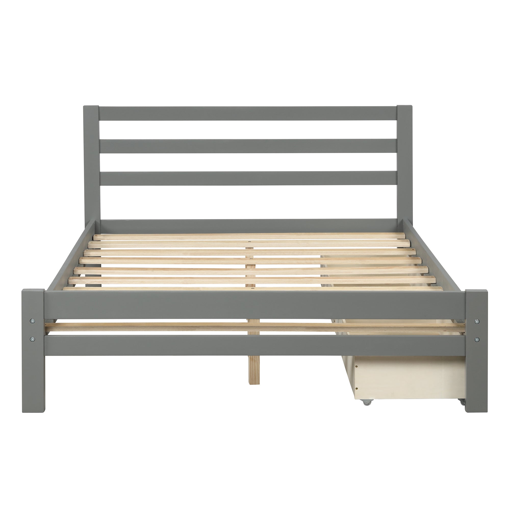 Royard Oaktree Platform Bed With Two Drawers Wood Bed Frame with Headboard and Slats, No Box Spring Needed