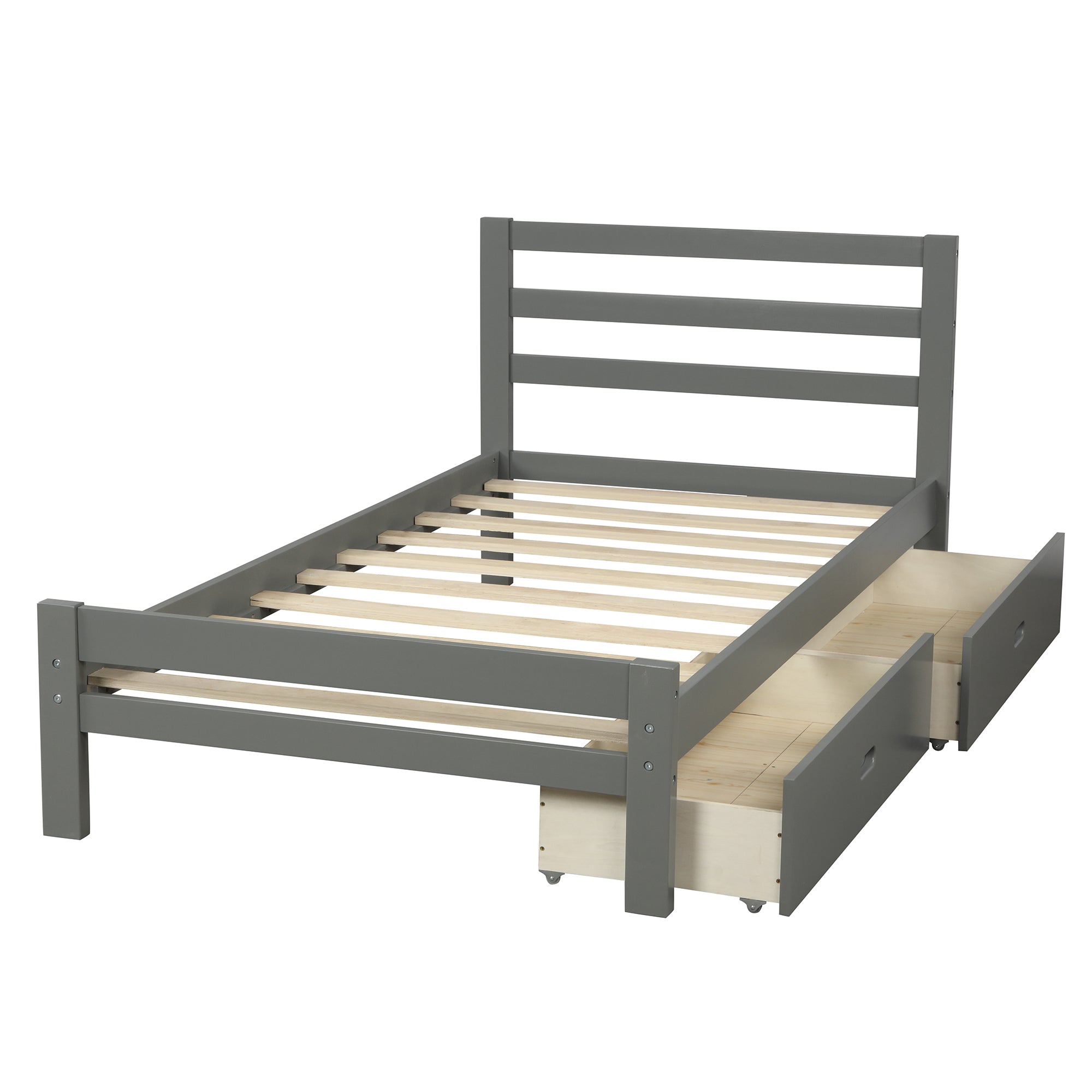 Royard Oaktree Platform Bed With Two Drawers Wood Bed Frame with Headboard and Slats, No Box Spring Needed