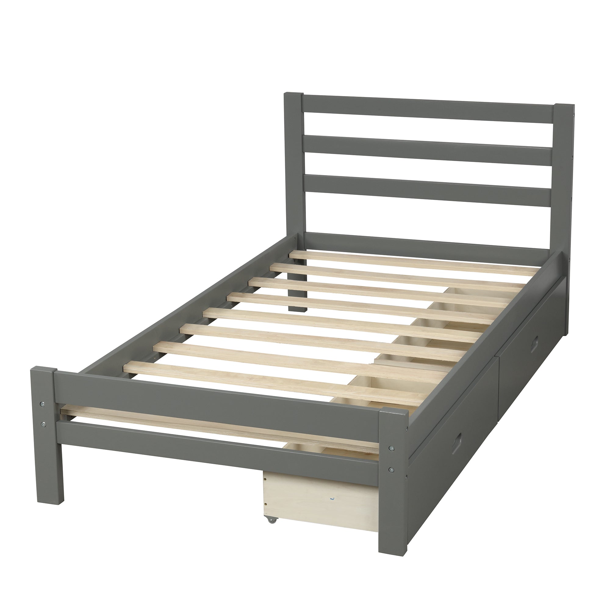 Royard Oaktree Platform Bed With Two Drawers Wood Bed Frame with Headboard and Slats, No Box Spring Needed