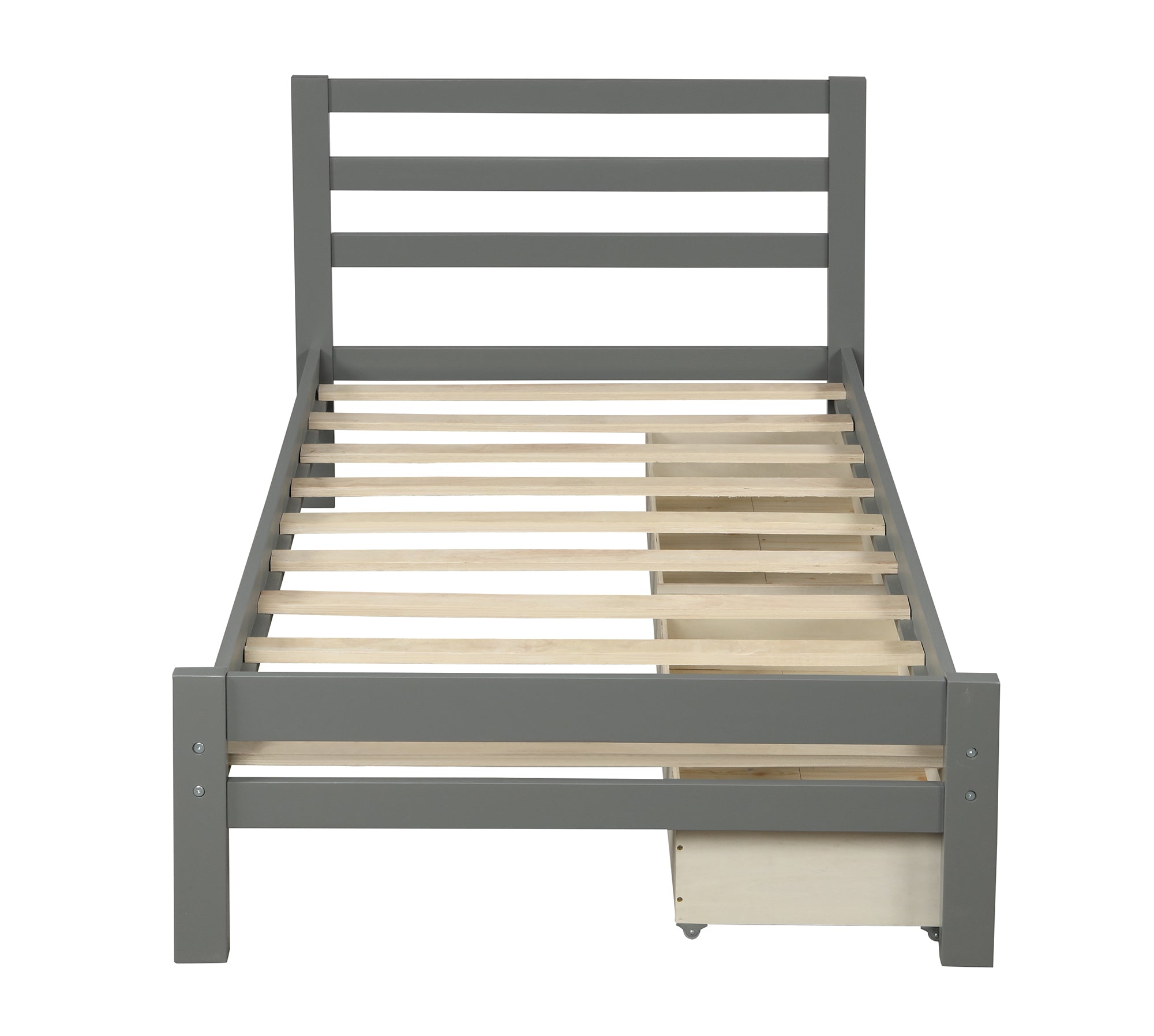 Royard Oaktree Platform Bed With Two Drawers Wood Bed Frame with Headboard and Slats, No Box Spring Needed