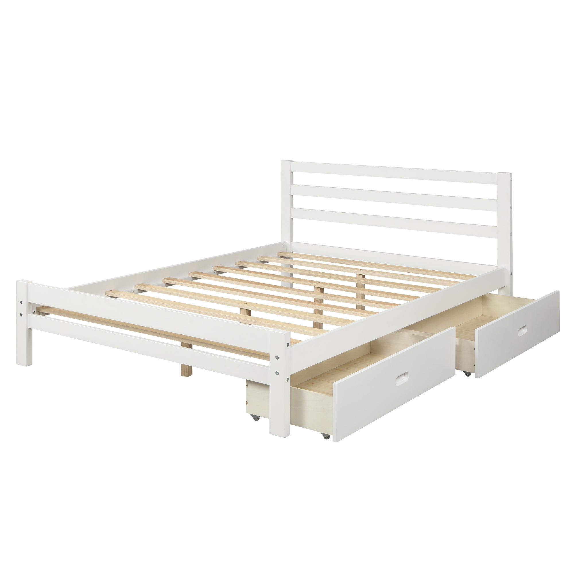 Royard Oaktree Platform Bed With Two Drawers Wood Bed Frame with Headboard and Slats, No Box Spring Needed