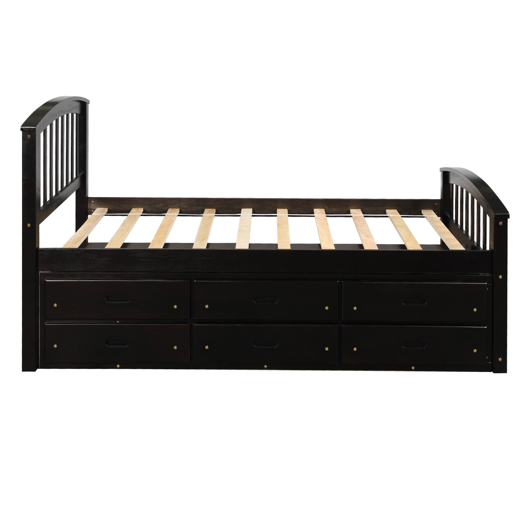 Royard Oaktree Twin Size Platform Bed with 6 Drawers Solid Wood Storage Bed Frame with Headboard and Footboard, No Box Spring Needed