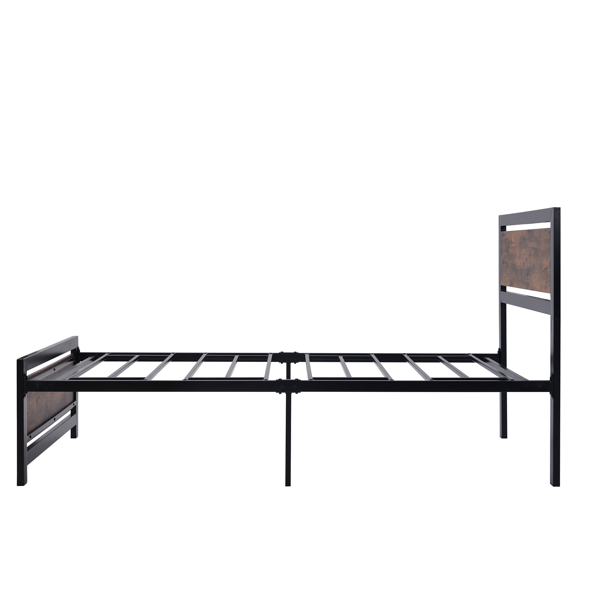 Royard Oaktree Metal and Wood Bed Frame with Headboard and Footboard, Platform Bed, No Box Spring Needed, Easy to Assemble(Black)