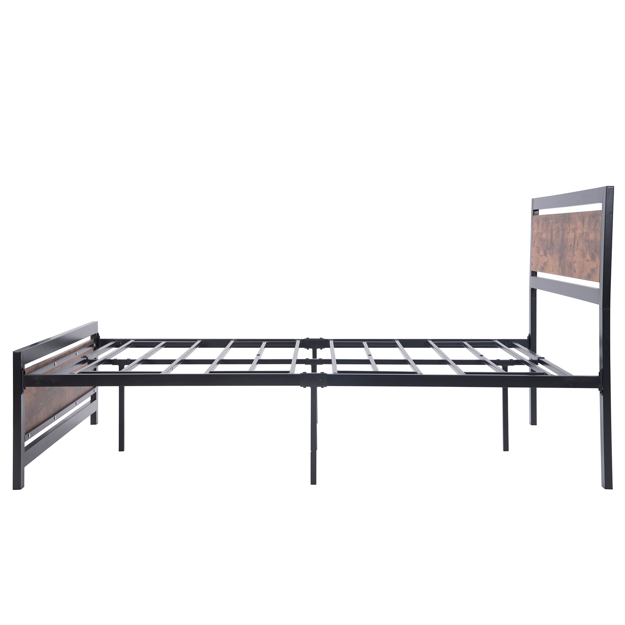 Royard Oaktree Metal and Wood Bed Frame with Headboard and Footboard, Platform Bed, No Box Spring Needed, Easy to Assemble(Black)