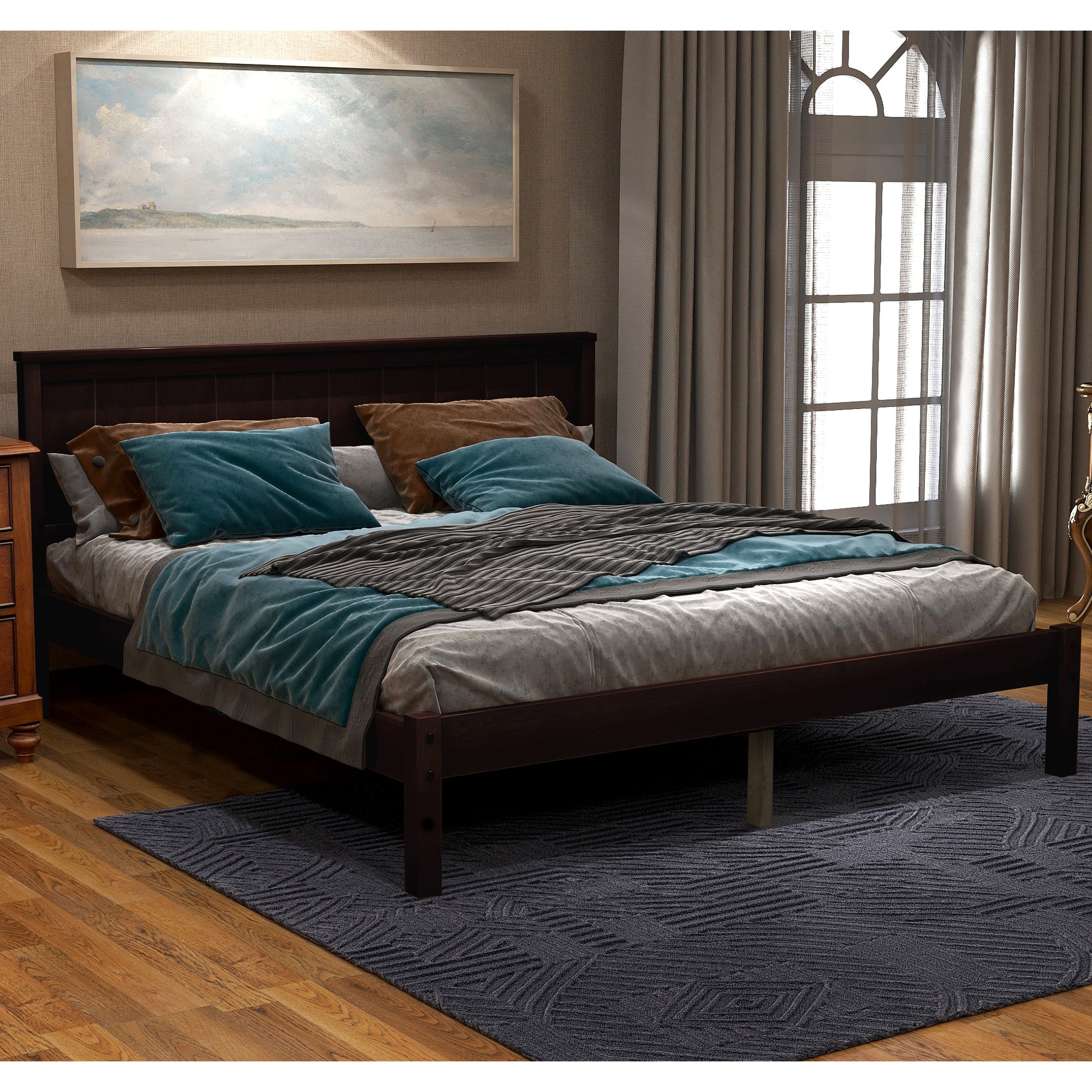 Royard Oaktree Platform Bed Frame with Headboard, Wood Slat Support, No Box Spring Needed, Full, Espresso