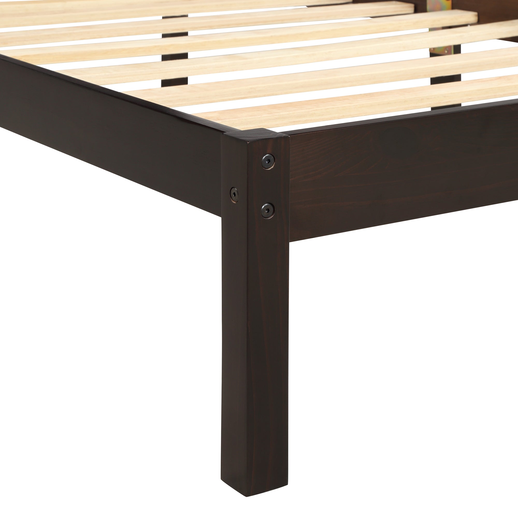 Royard Oaktree Platform Bed Frame with Headboard, Wood Slat Support, No Box Spring Needed, Espresso