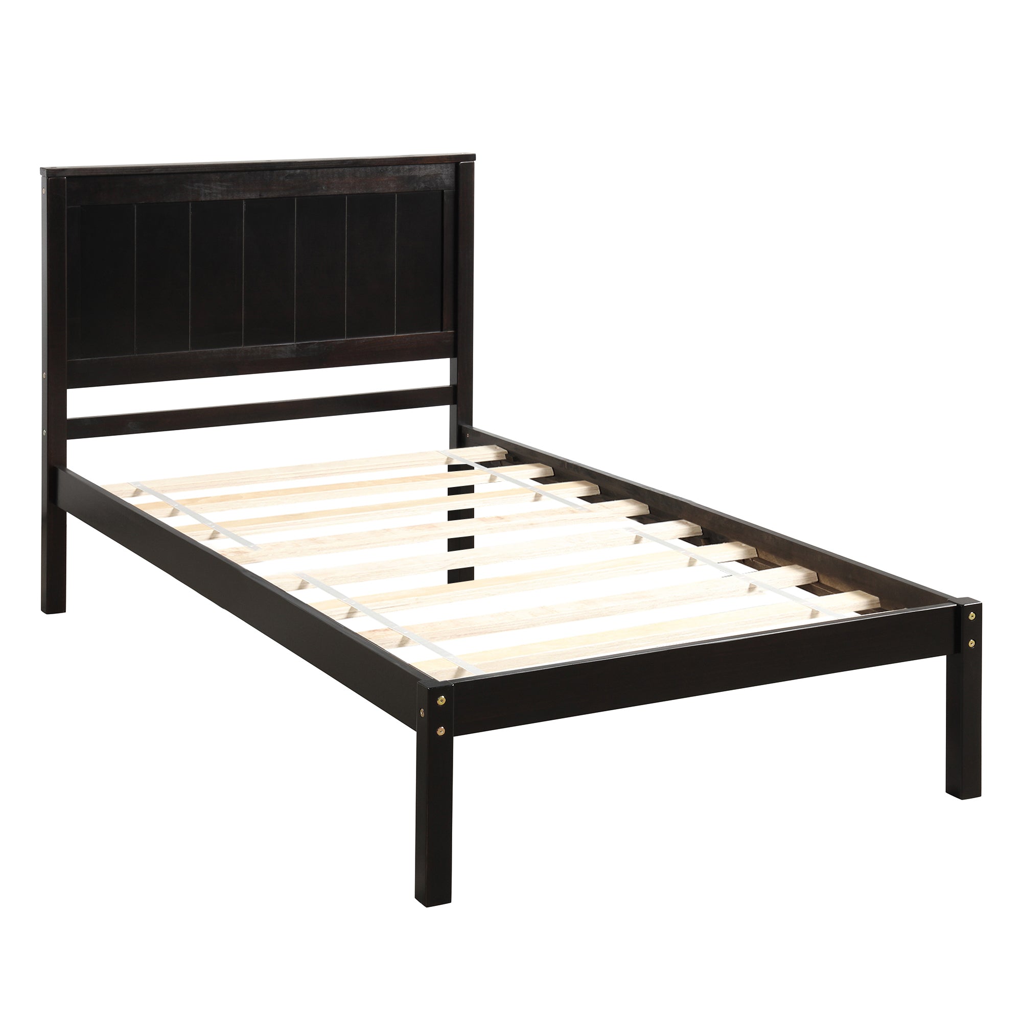 Royard Oaktree Platform Bed Frame with Headboard, Wood Slat Support, No Box Spring Needed, Espresso