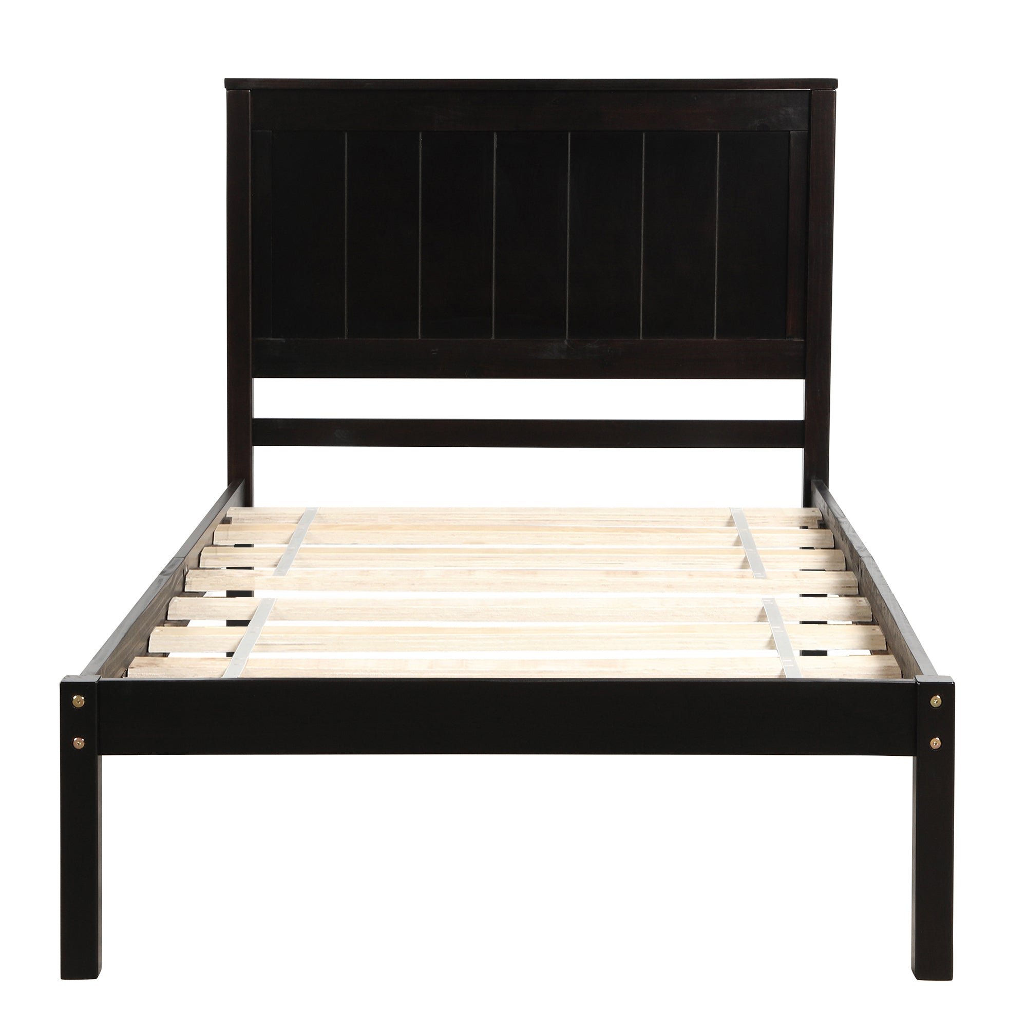 Royard Oaktree Platform Bed Frame with Headboard, Wood Slat Support, No Box Spring Needed, Espresso