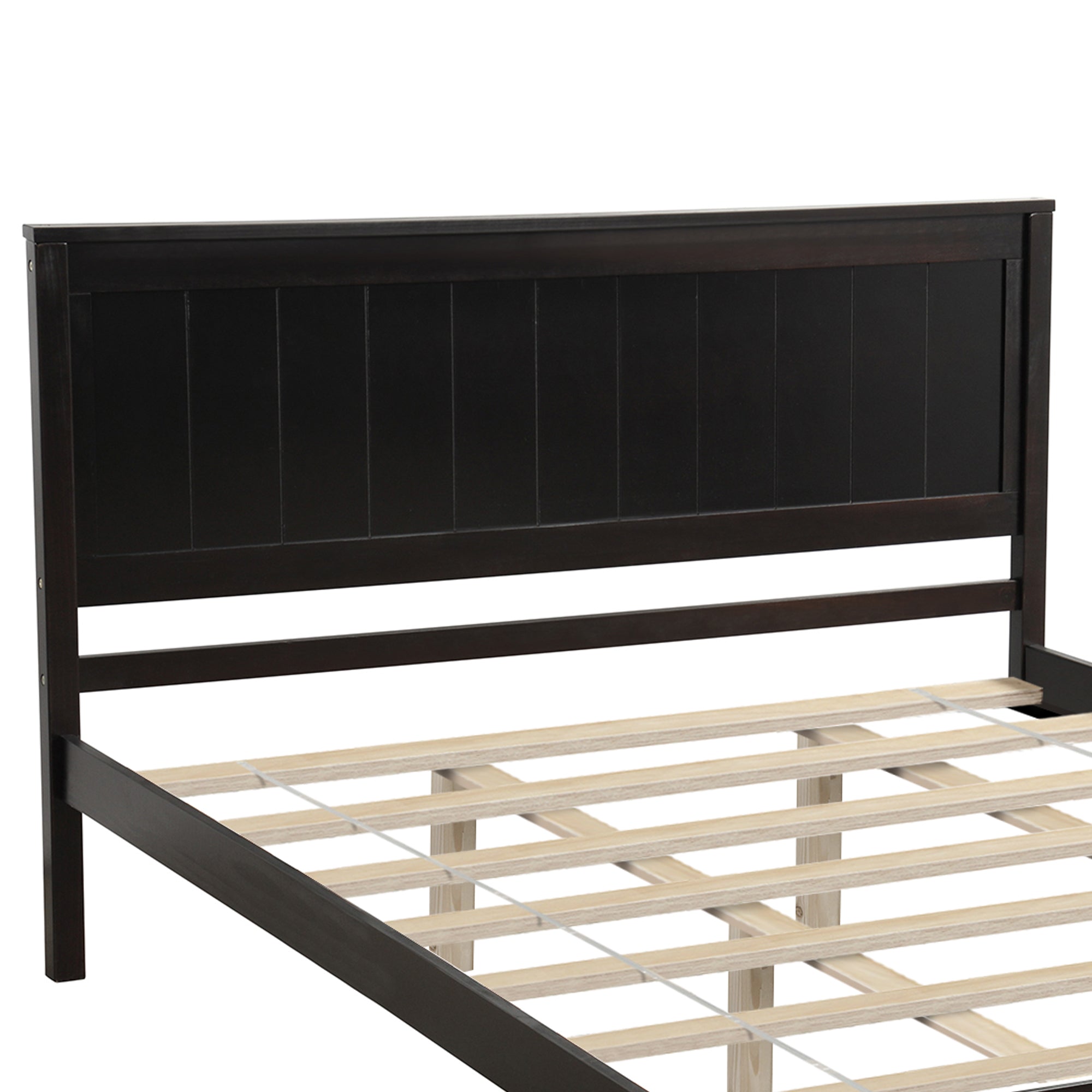 Royard Oaktree Platform Bed Frame with Headboard, Wood Slat Support, No Box Spring Needed, Espresso