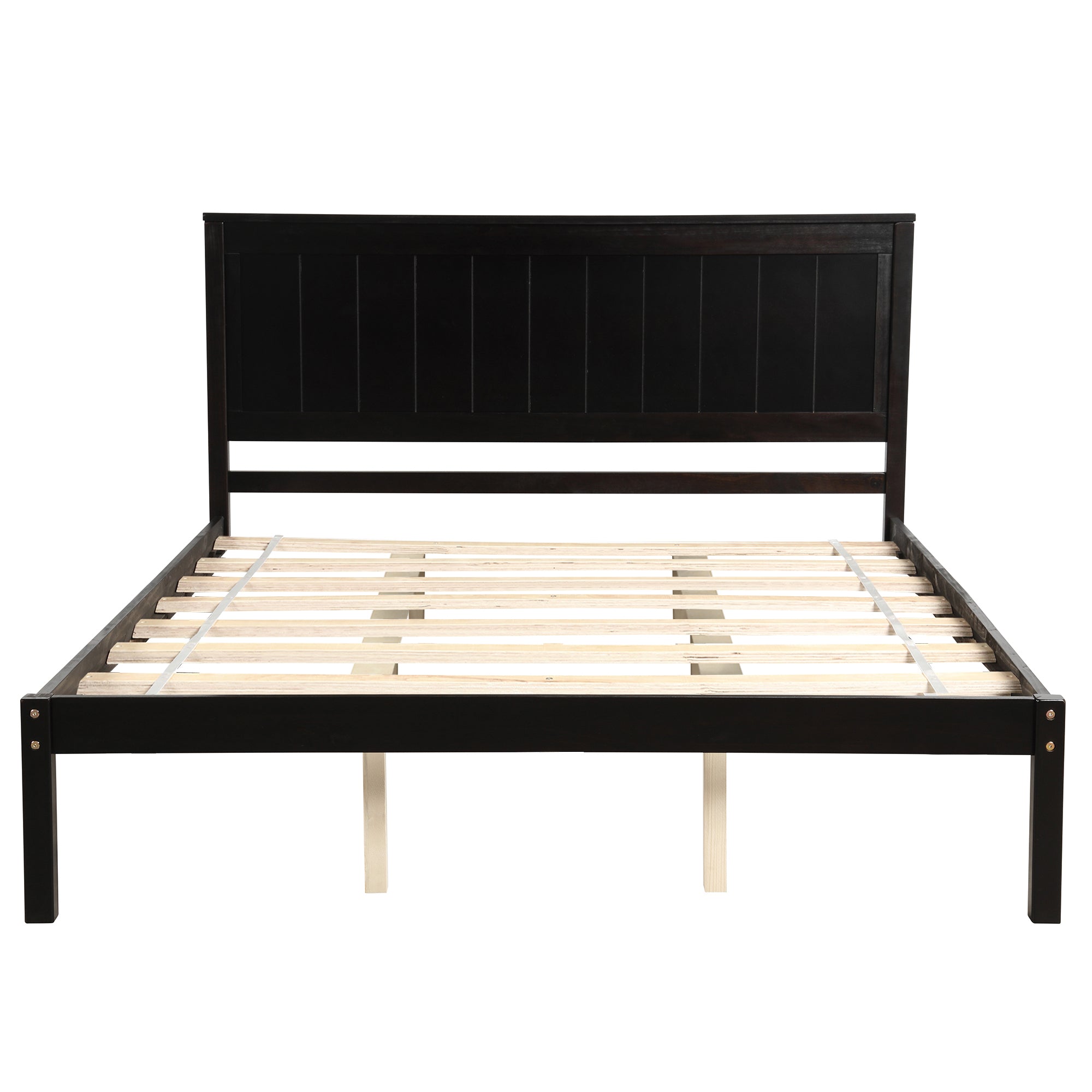 Royard Oaktree Platform Bed Frame with Headboard, Wood Slat Support, No Box Spring Needed, Espresso