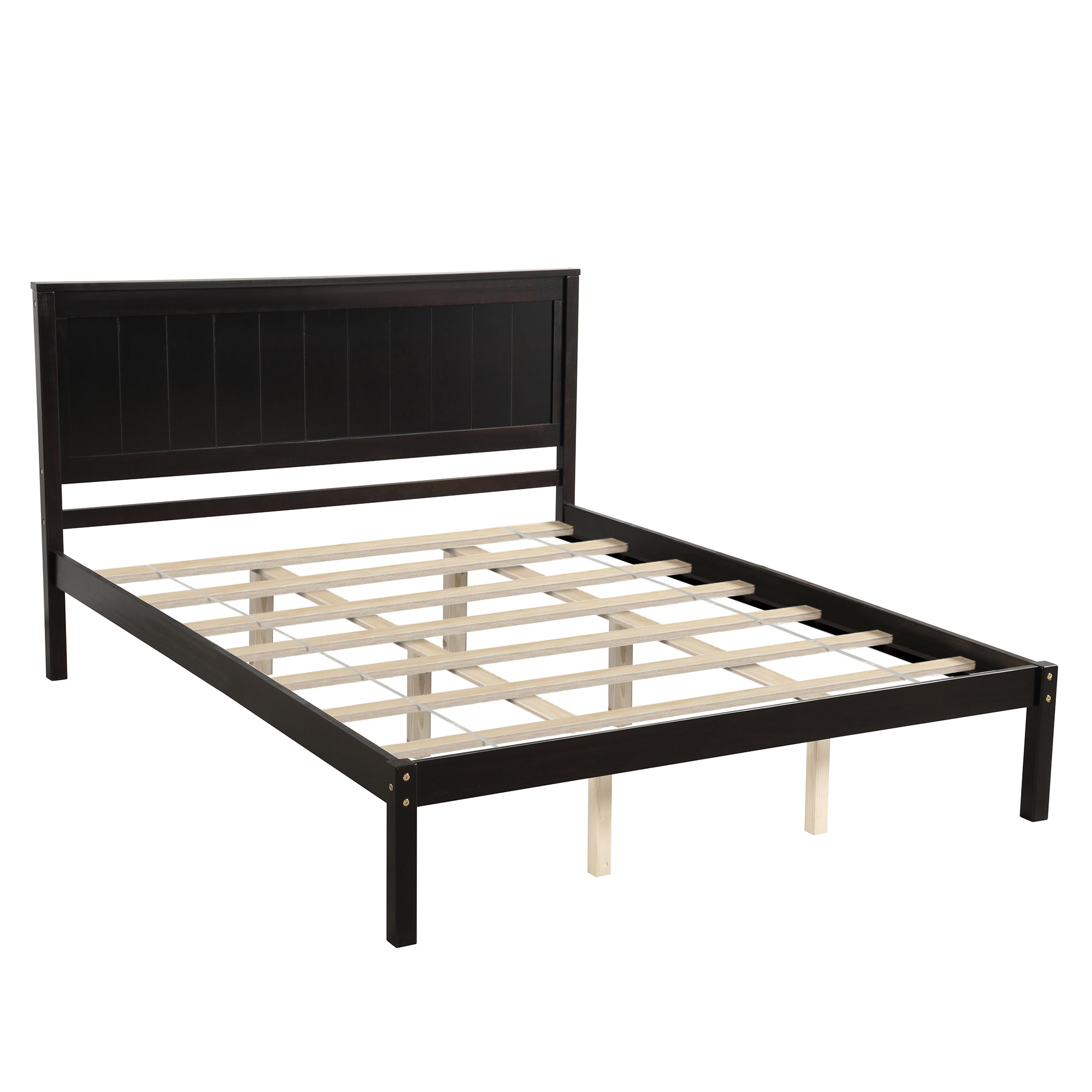 Royard Oaktree Platform Bed Frame with Headboard, Wood Slat Support, No Box Spring Needed, Espresso