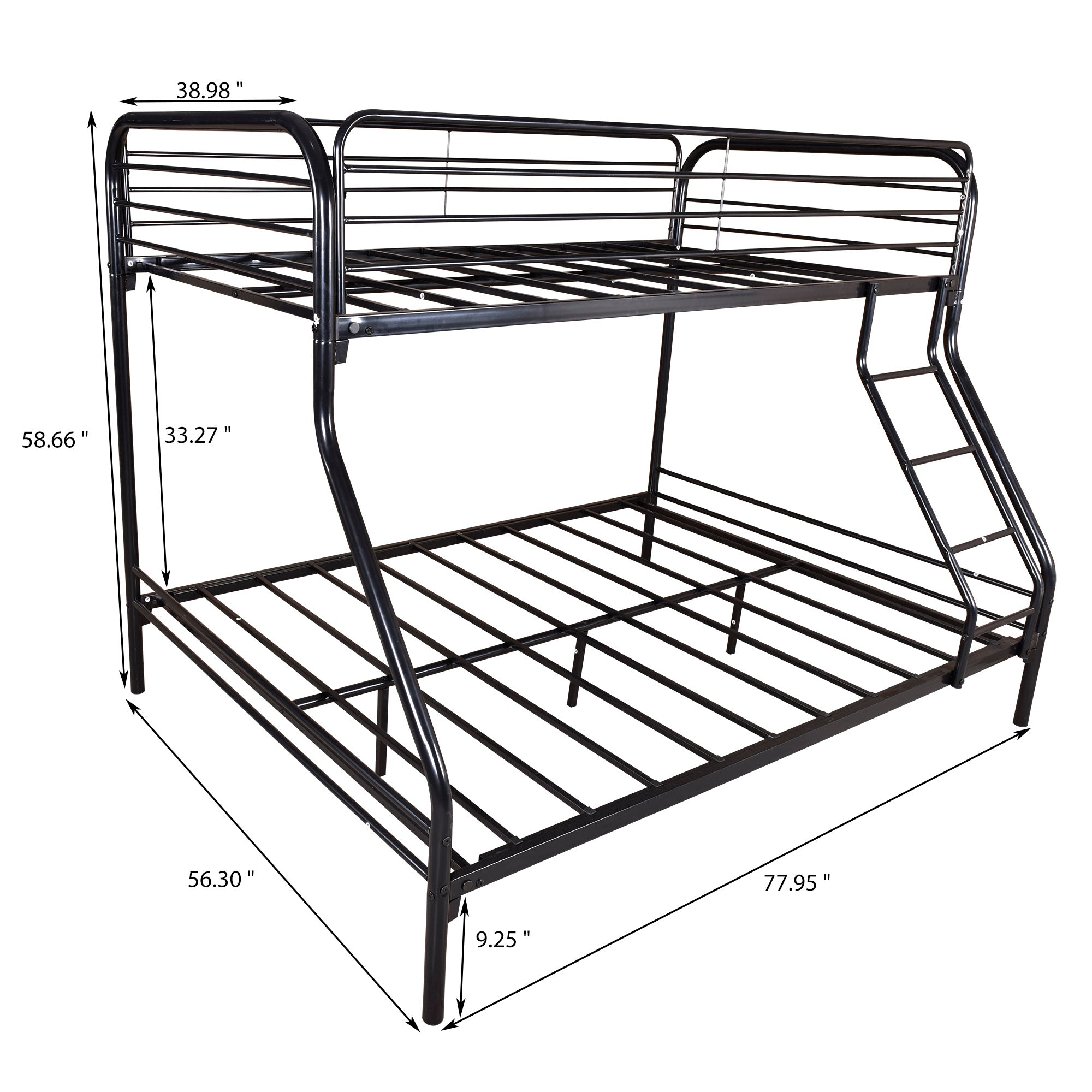 Royard Oaktree Heavy Duty Twin-Over-Full Metal Bunk Bed, Easy Assembly with Enhanced Upper-Level Guardrail