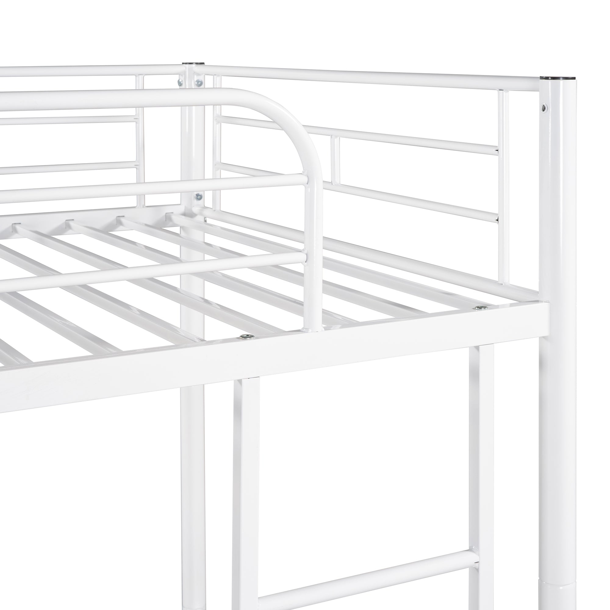 Royard Oaktree Twin Over Twin Metal Bunk Bed with Ladder and Guardrails Modern Bunk Bed Frame with Headboard and Footboard, Metal Slats, No Box Spring Needed