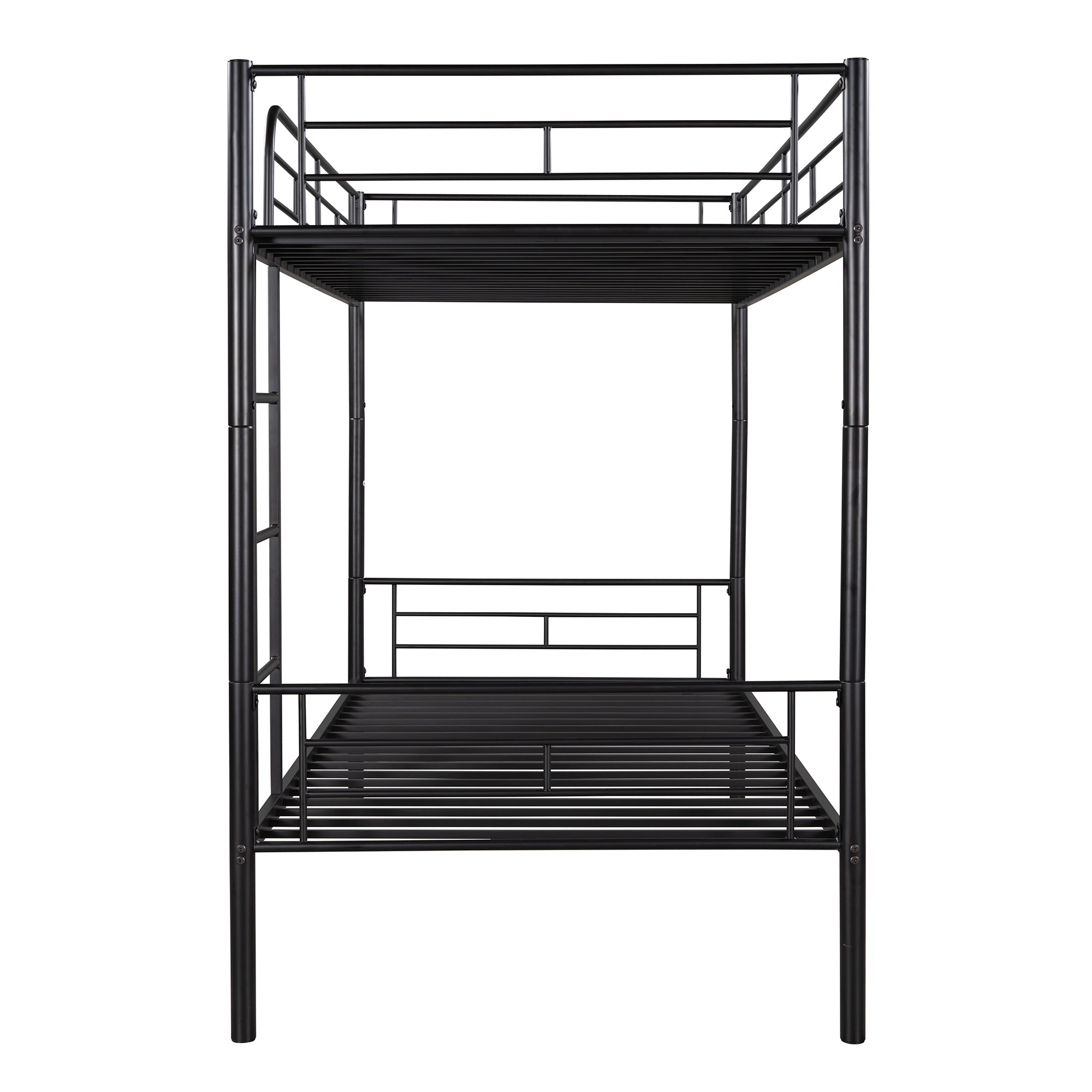 Royard Oaktree Twin Over Twin Metal Bunk Bed with Ladder and Guardrails Modern Bunk Bed Frame with Headboard and Footboard, Metal Slats, No Box Spring Needed