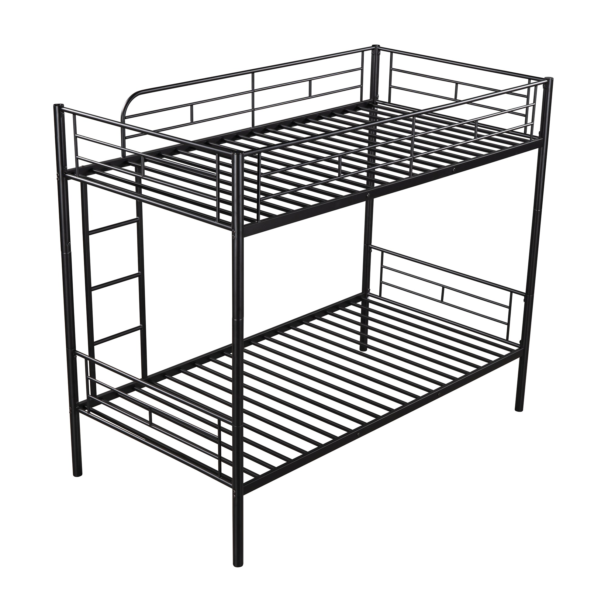 Royard Oaktree Twin Over Twin Metal Bunk Bed with Ladder and Guardrails Modern Bunk Bed Frame with Headboard and Footboard, Metal Slats, No Box Spring Needed