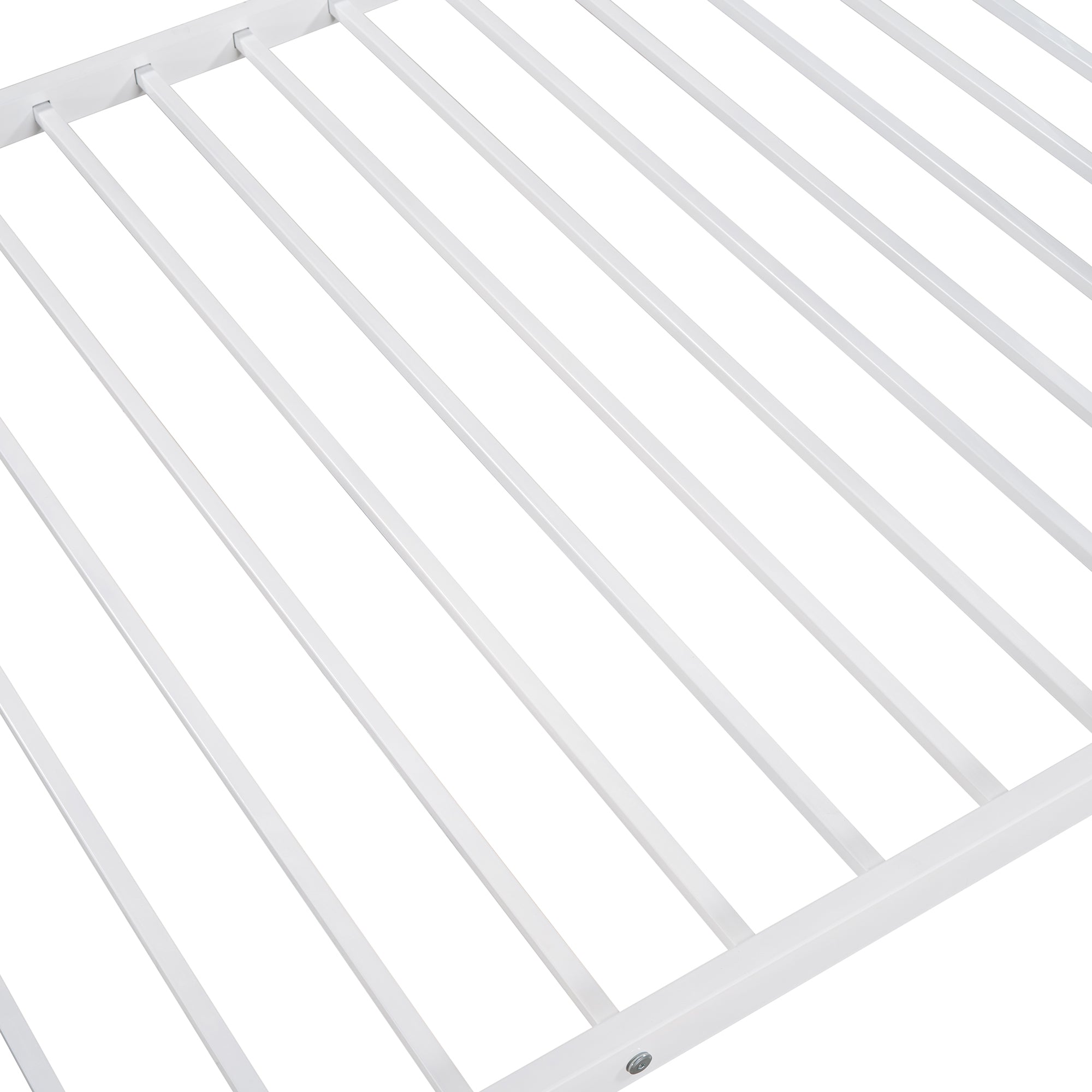 Royard Oaktree Twin Over Twin Metal Bunk Bed with Ladder and Guardrails Modern Bunk Bed Frame with Headboard and Footboard, Metal Slats, No Box Spring Needed