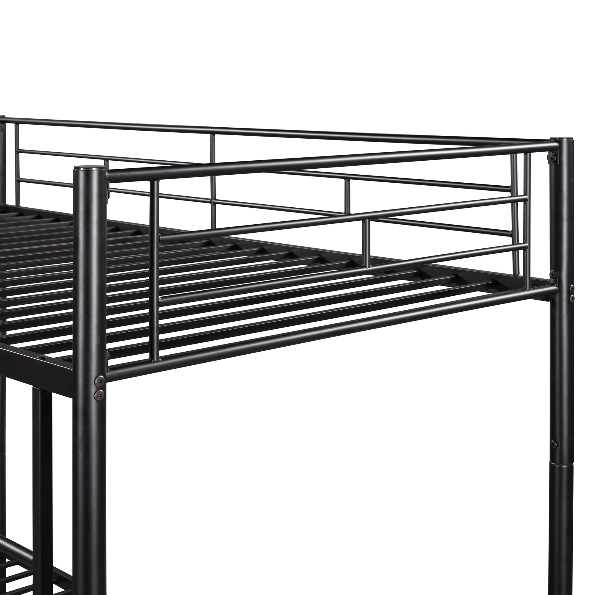 Royard Oaktree Twin Over Twin Metal Bunk Bed with Ladder and Guardrails Modern Bunk Bed Frame with Headboard and Footboard, Metal Slats, No Box Spring Needed