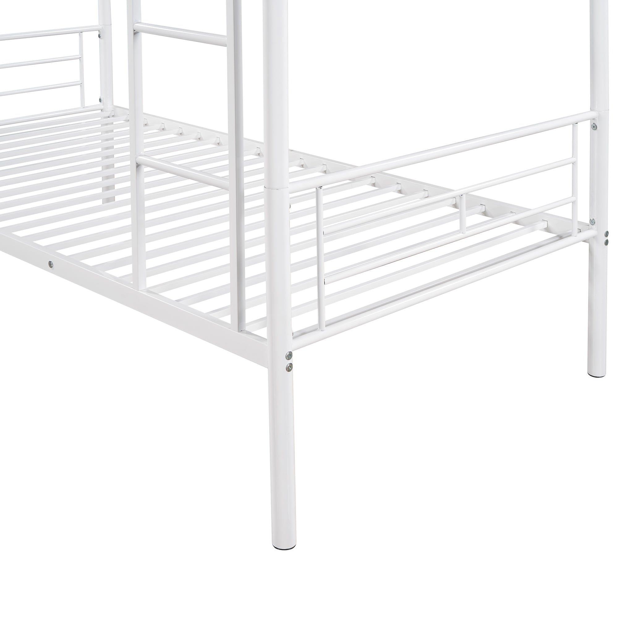 Royard Oaktree Twin Over Twin Metal Bunk Bed with Ladder and Guardrails Modern Bunk Bed Frame with Headboard and Footboard, Metal Slats, No Box Spring Needed