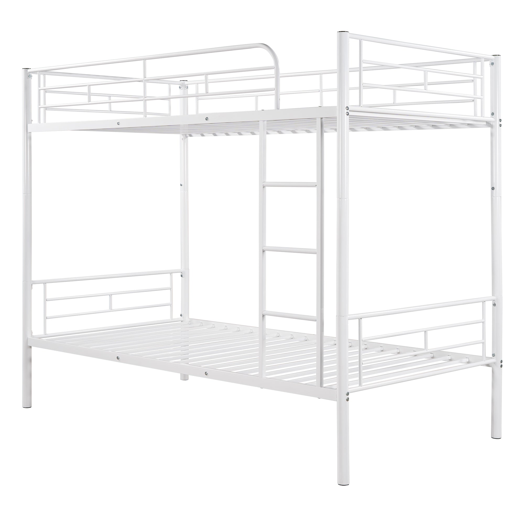 Royard Oaktree Twin Over Twin Metal Bunk Bed with Ladder and Guardrails Modern Bunk Bed Frame with Headboard and Footboard, Metal Slats, No Box Spring Needed