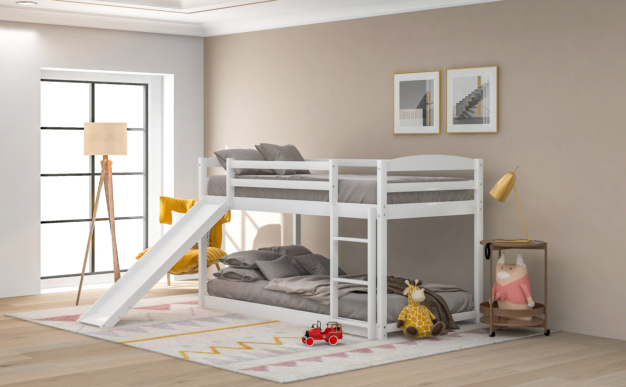 Royard Oaktree Twin over Twin Bunk Bed with Convertible Slide and Ladder