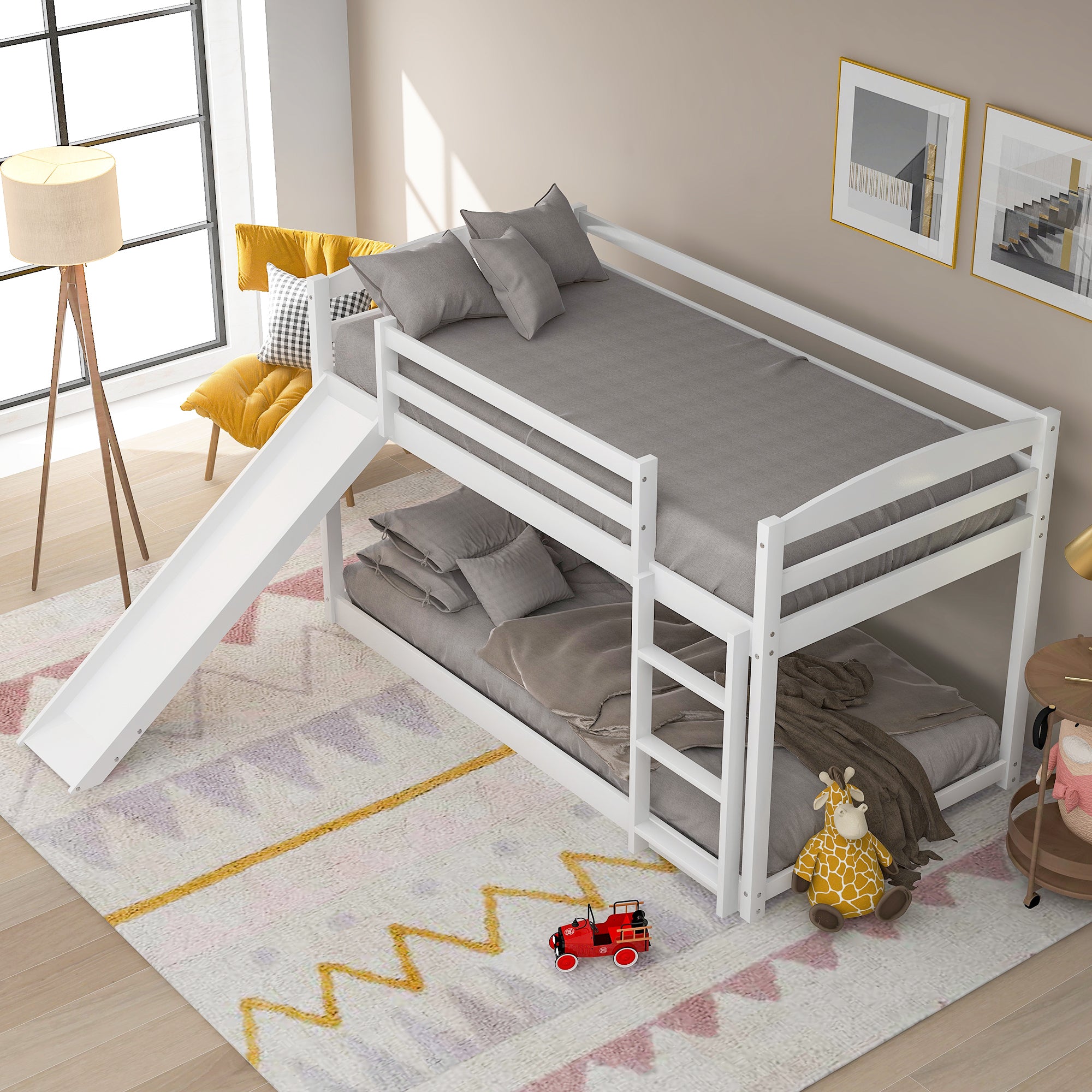 Royard Oaktree Twin over Twin Bunk Bed with Convertible Slide and Ladder