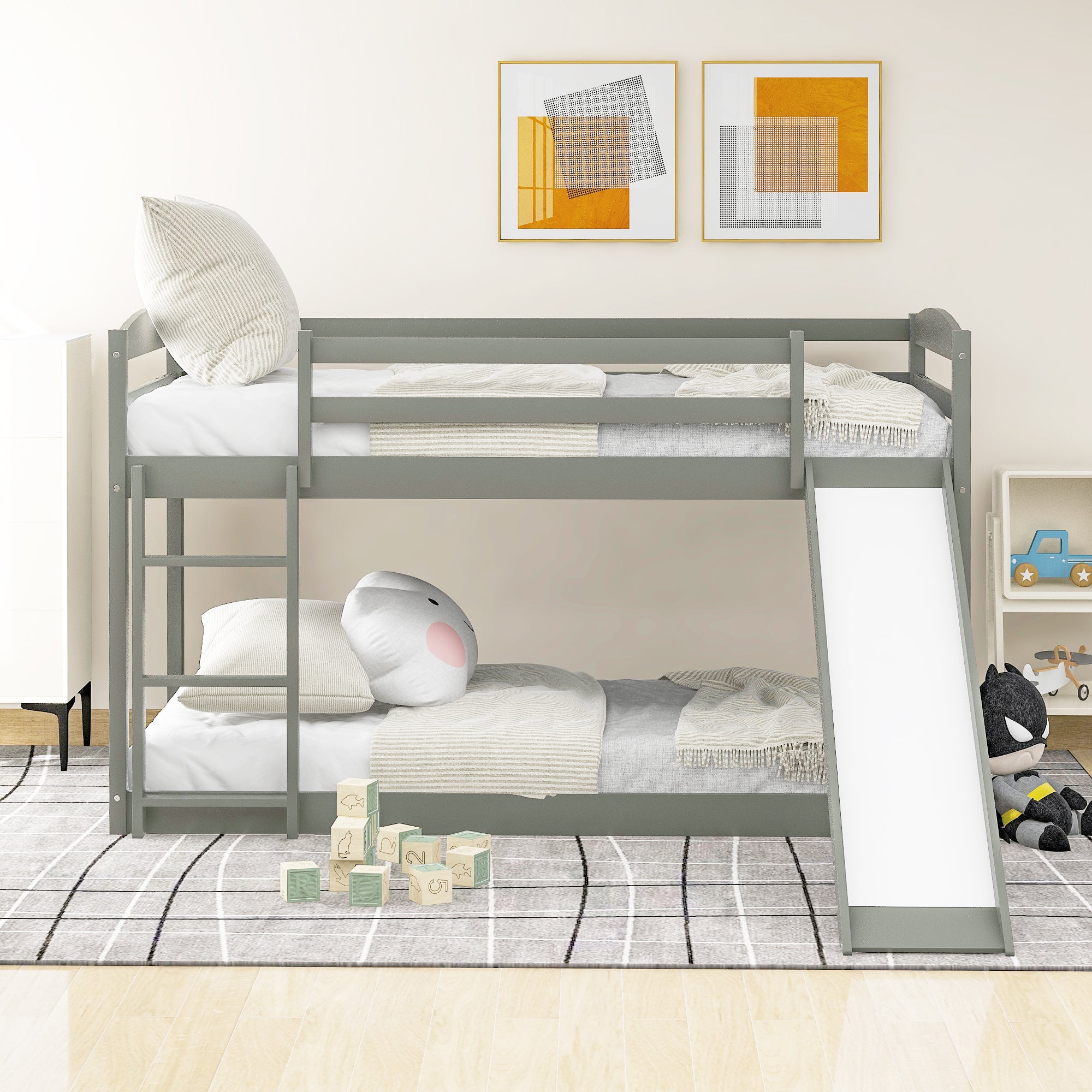 Royard Oaktree Twin over Twin Bunk Bed with Convertible Slide and Ladder