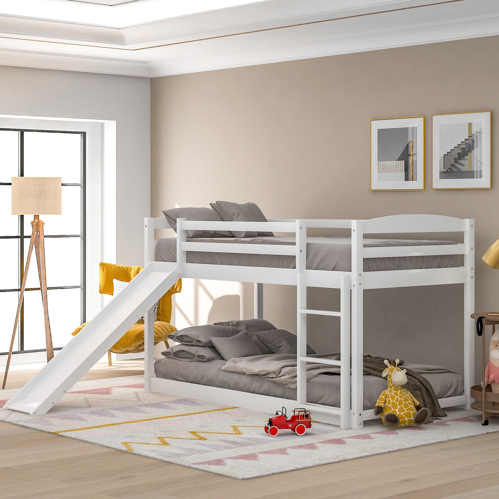 Royard Oaktree Twin over Twin Bunk Bed with Convertible Slide and Ladder