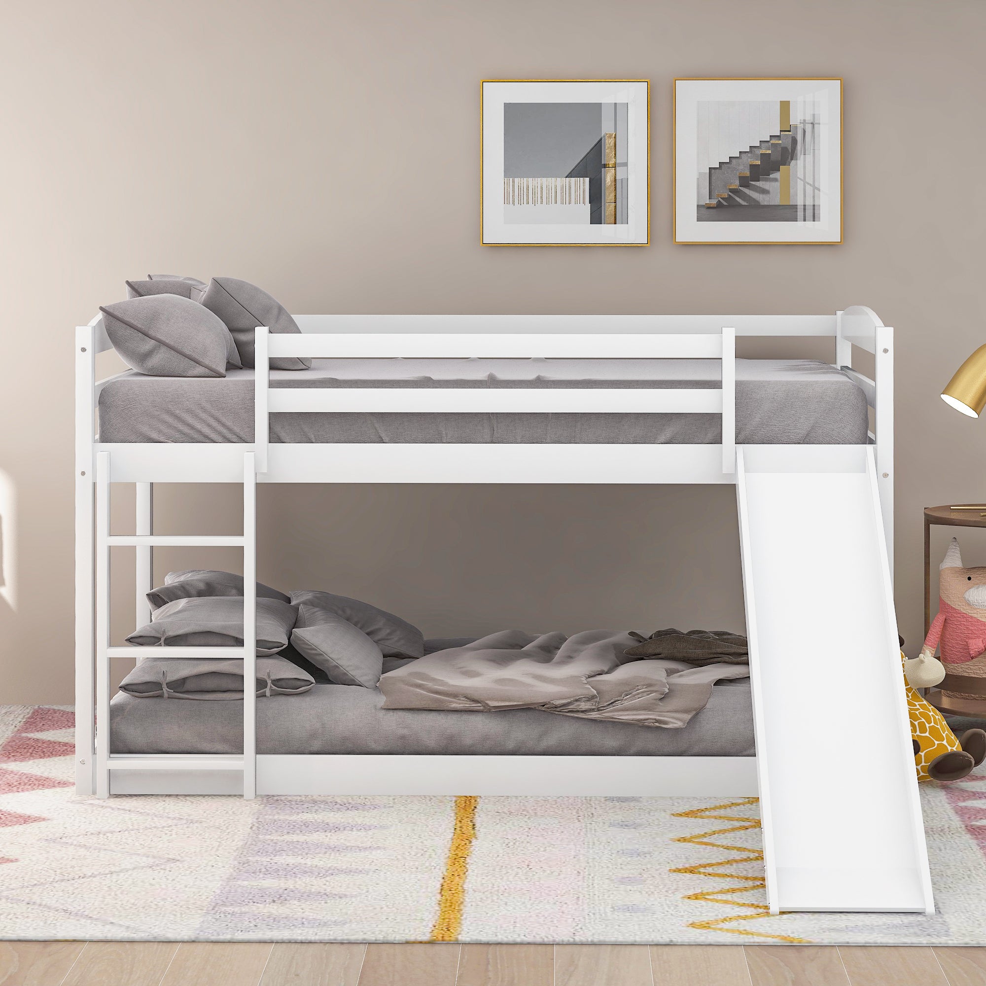 Royard Oaktree Twin over Twin Bunk Bed with Convertible Slide and Ladder