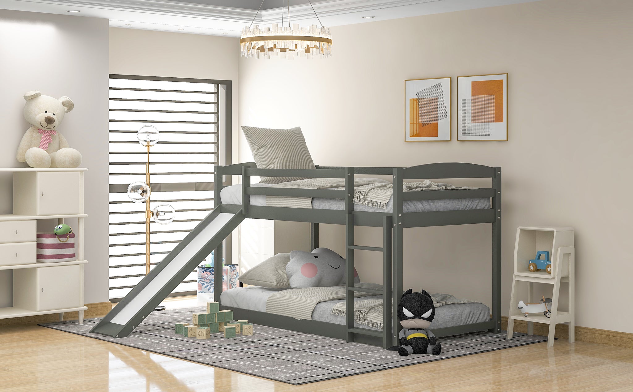 Royard Oaktree Twin over Twin Bunk Bed with Convertible Slide and Ladder