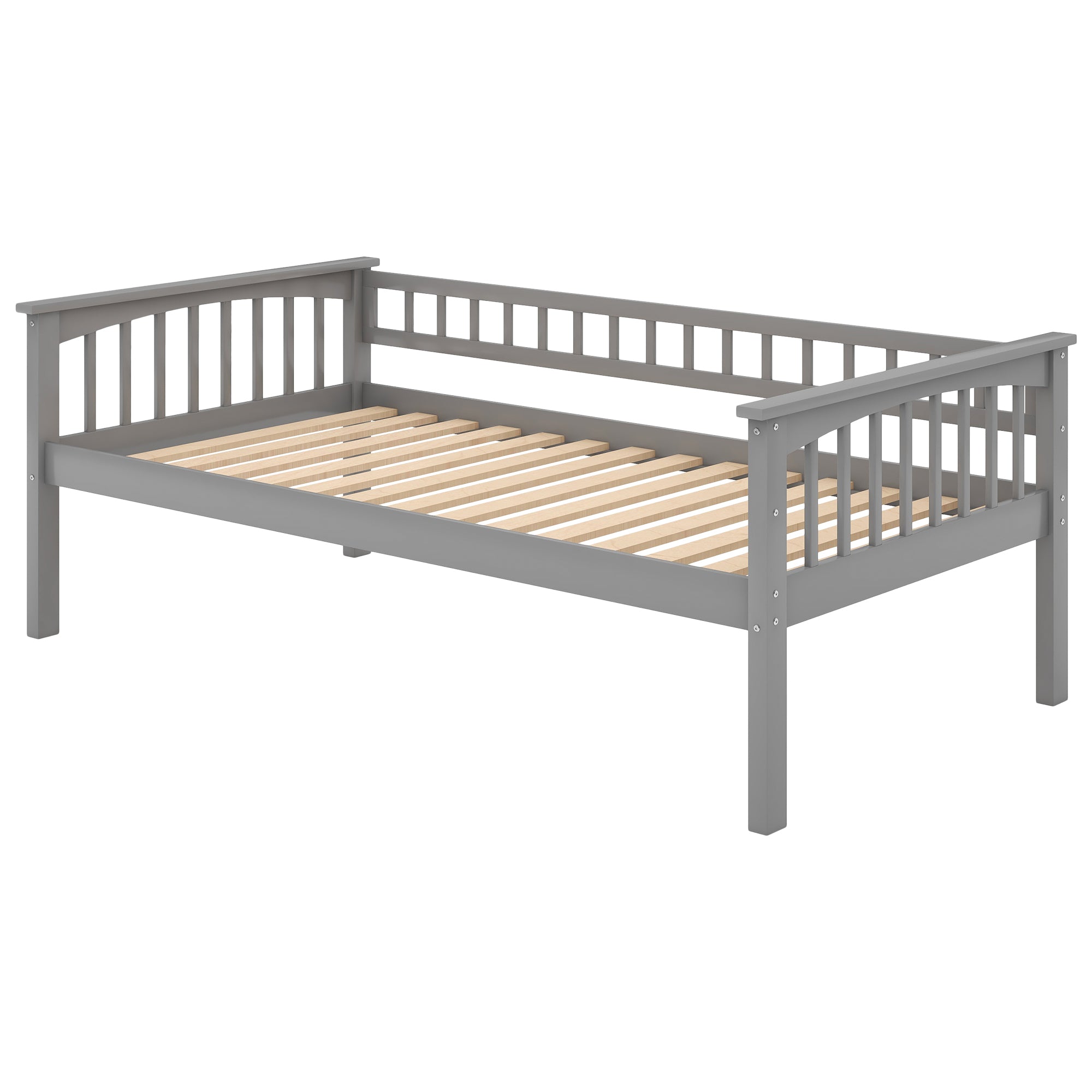 Royard Oaktree Bunk Bed with Storage Drawers and Built-in Ladder, Wood Bunk Bed Frame with Fence Style Guardrails and Headboard, Can Be Divided Into 2 Separate Platform Beds