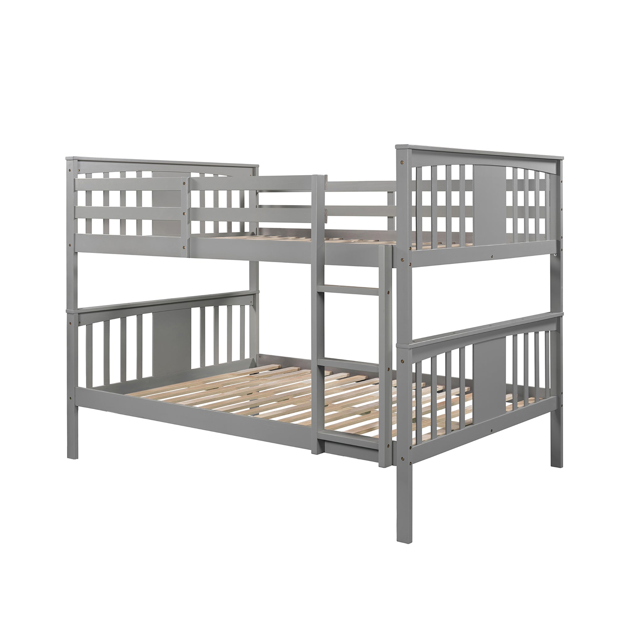 Royard Oaktree Full over Full Bunk Bed with Ladder and Guardrails Wood Bunk Bed Frame with Headboard and Footboard, Wood Slats, No Box Spring Needed