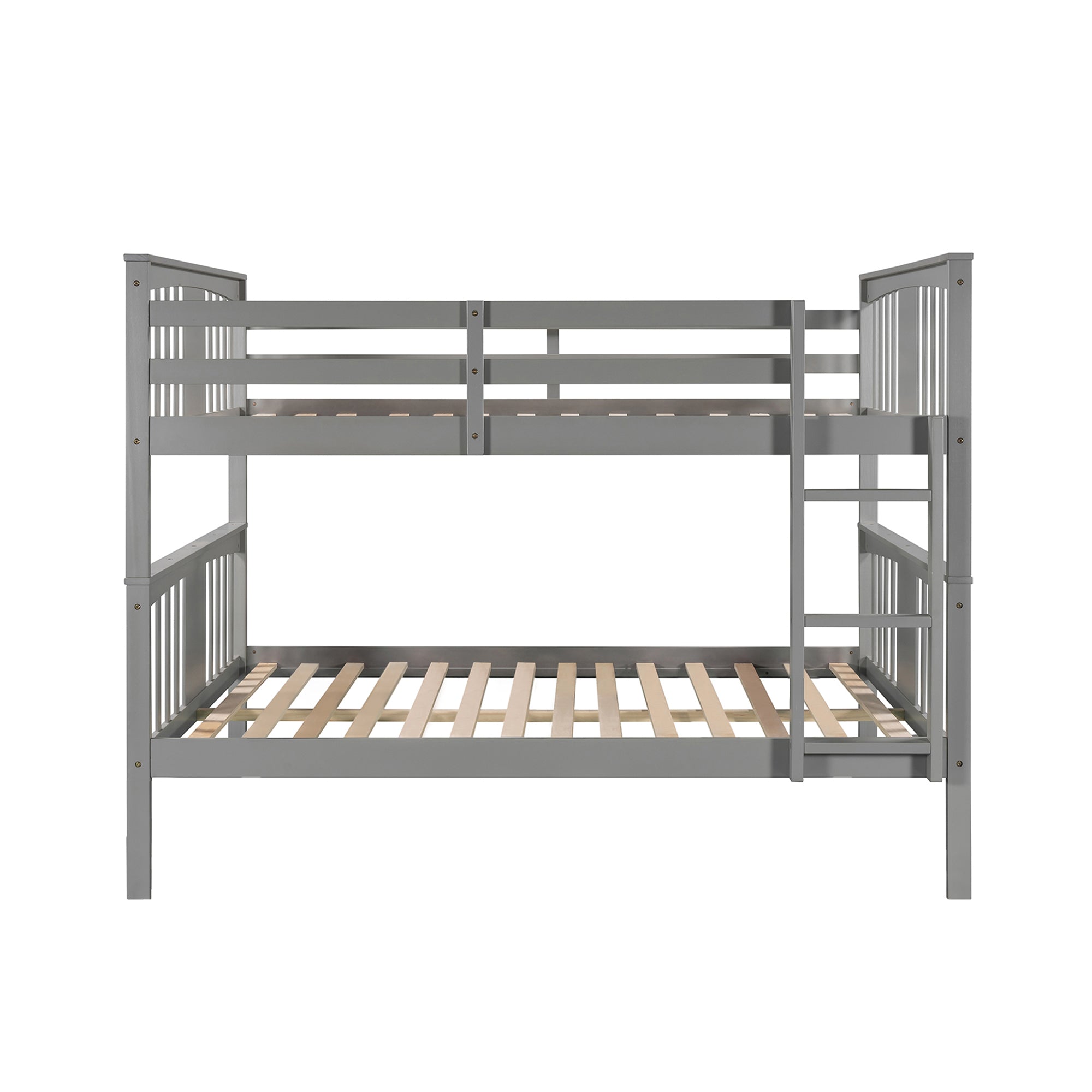 Royard Oaktree Full over Full Bunk Bed with Ladder and Guardrails Wood Bunk Bed Frame with Headboard and Footboard, Wood Slats, No Box Spring Needed