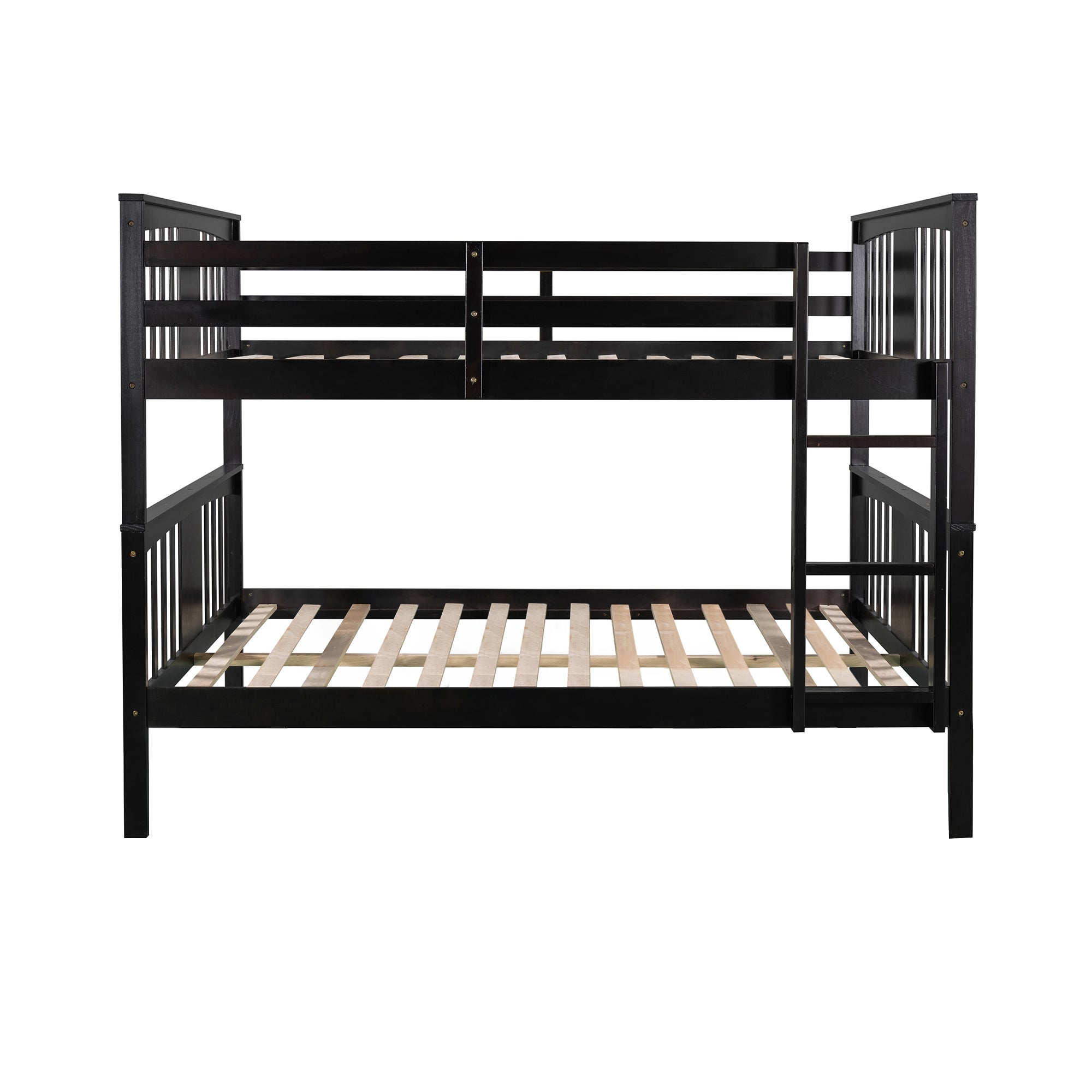 Royard Oaktree Full over Full Bunk Bed with Ladder and Guardrails Wood Bunk Bed Frame with Headboard and Footboard, Wood Slats, No Box Spring Needed