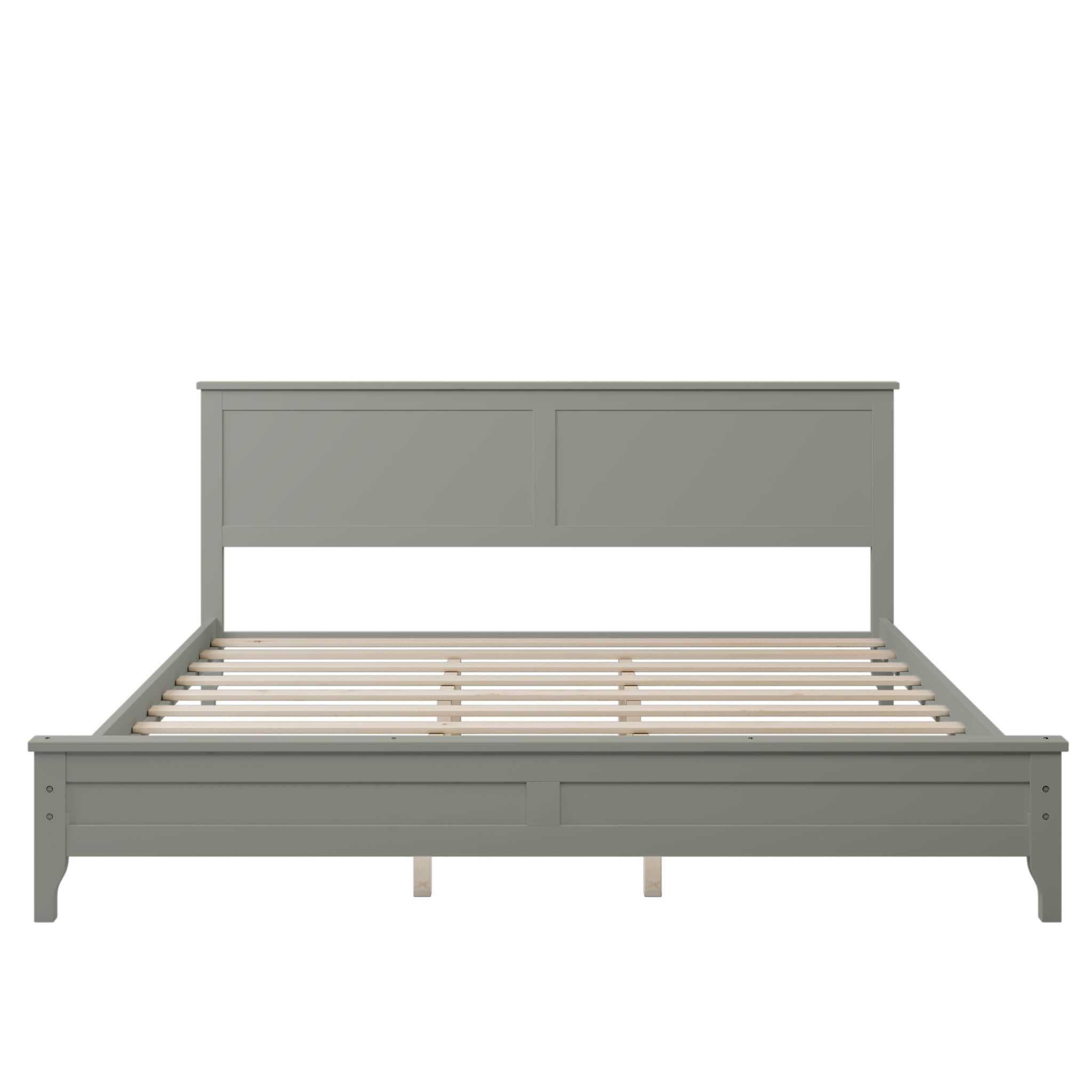 Royard Oaktree Wood Platform Bed with Headboard Modern Bed Frame with Slats, No Box Spring Needed