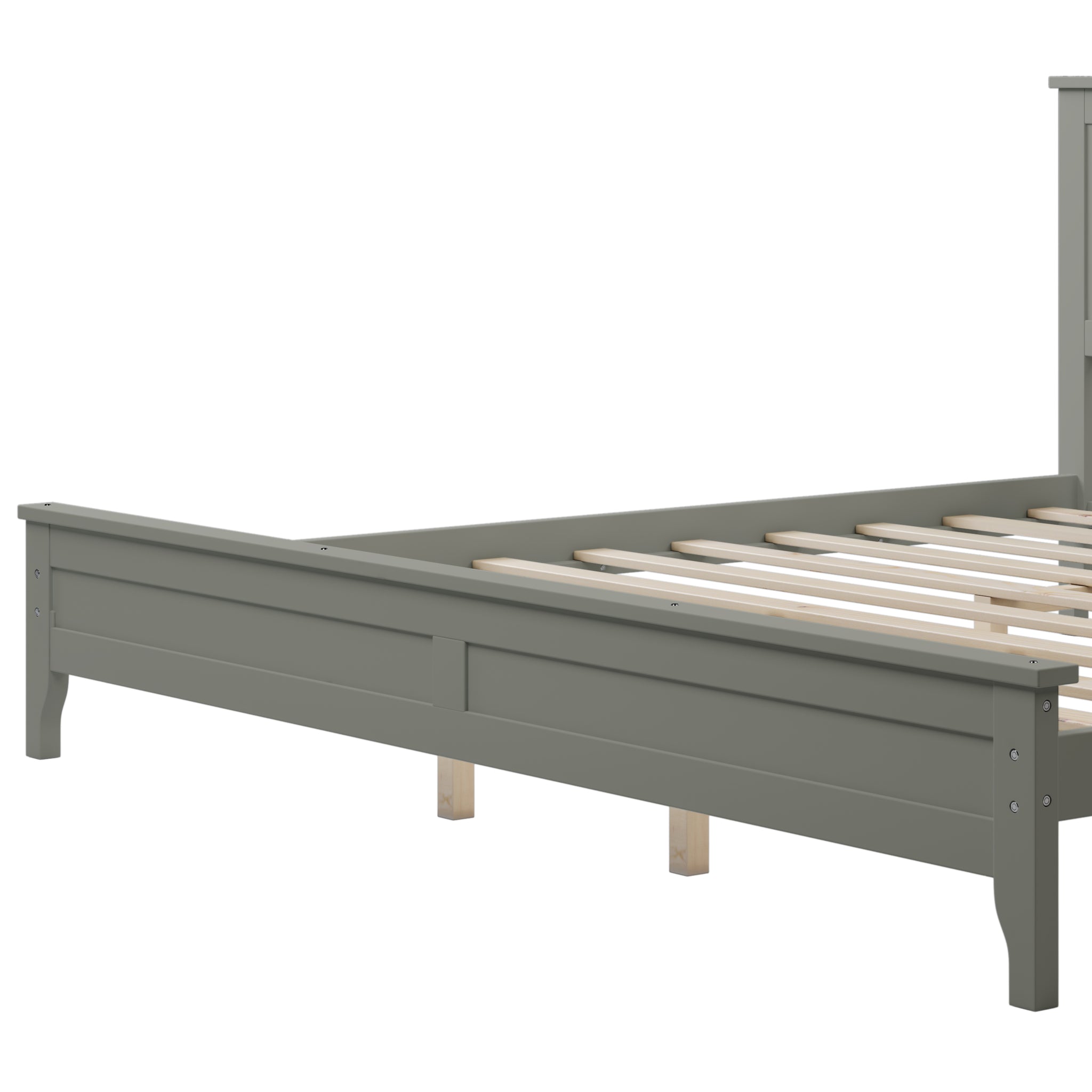 Royard Oaktree Wood Platform Bed with Headboard Modern Bed Frame with Slats, No Box Spring Needed