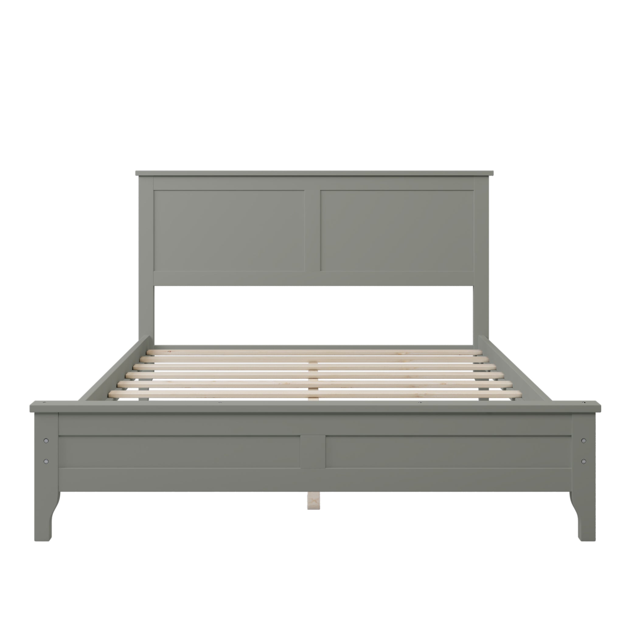 Royard Oaktree Wood Platform Bed with Headboard Modern Bed Frame with Slats, No Box Spring Needed