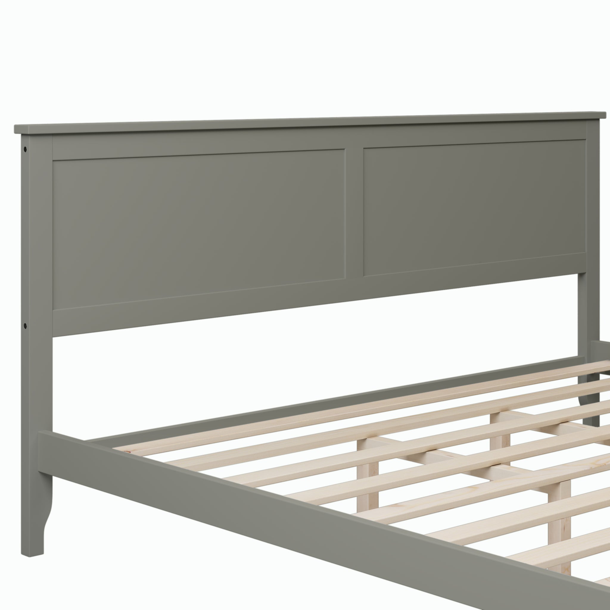 Royard Oaktree Wood Platform Bed with Headboard Modern Bed Frame with Slats, No Box Spring Needed