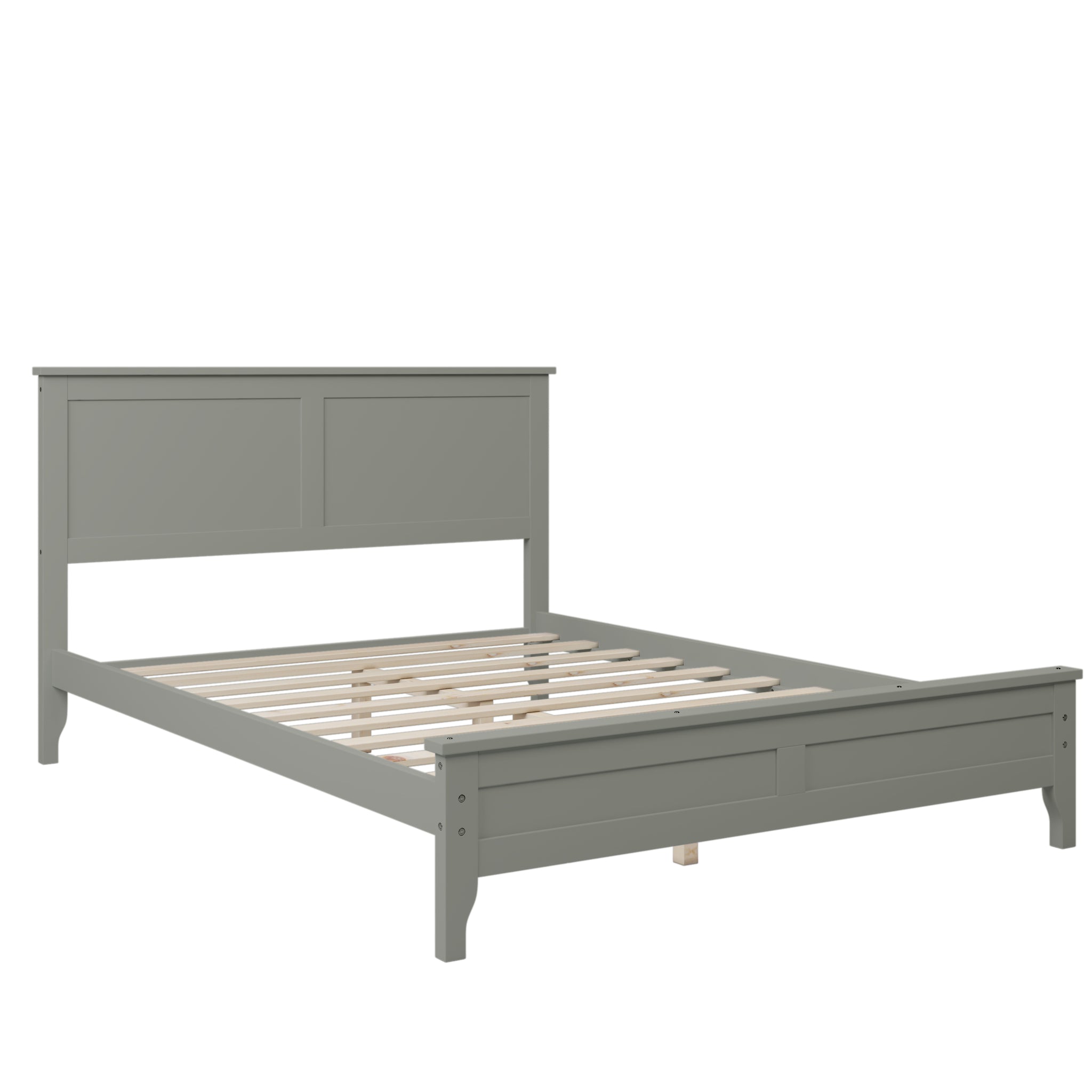 Royard Oaktree Wood Platform Bed with Headboard Modern Bed Frame with Slats, No Box Spring Needed