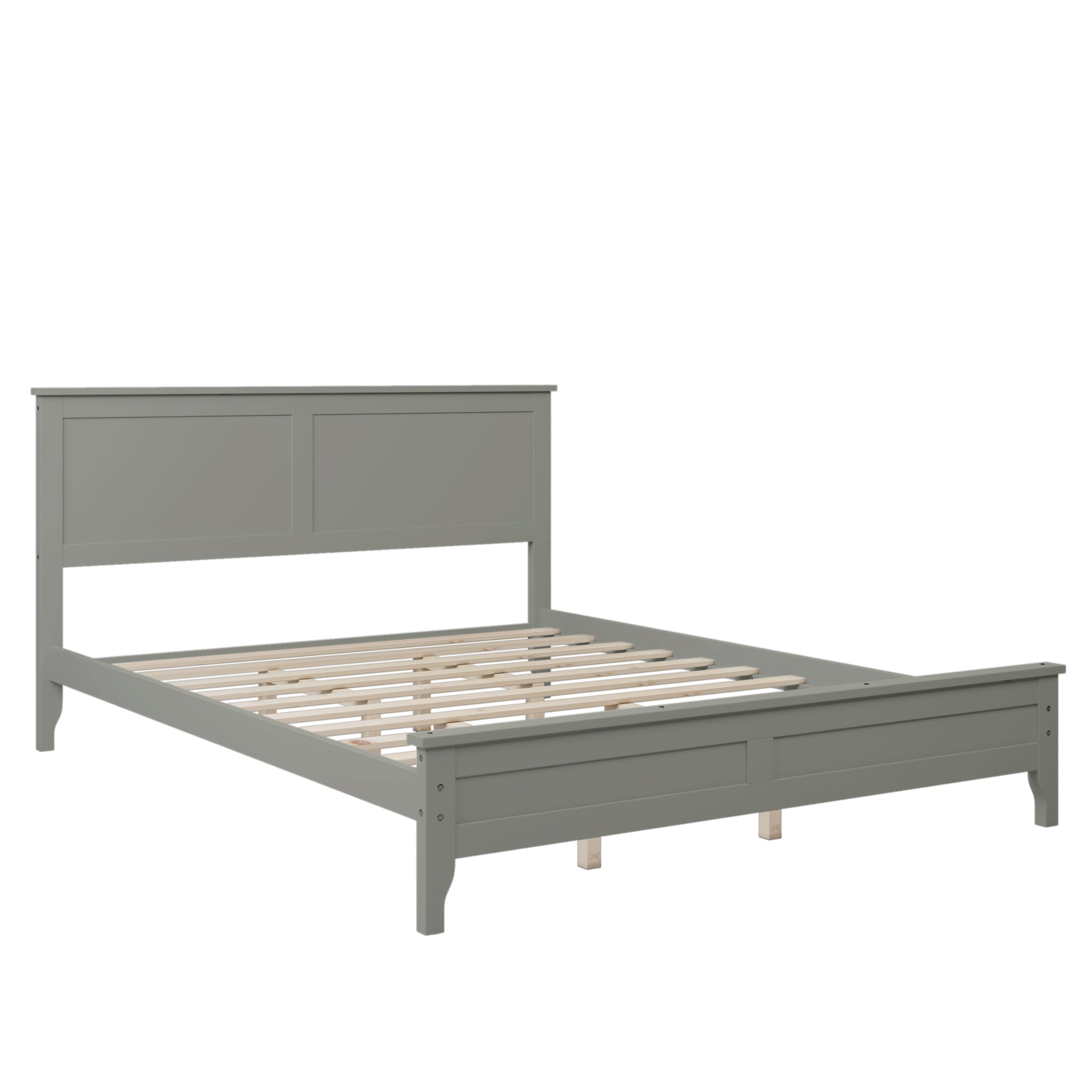 Royard Oaktree Wood Platform Bed with Headboard Modern Bed Frame with Slats, No Box Spring Needed