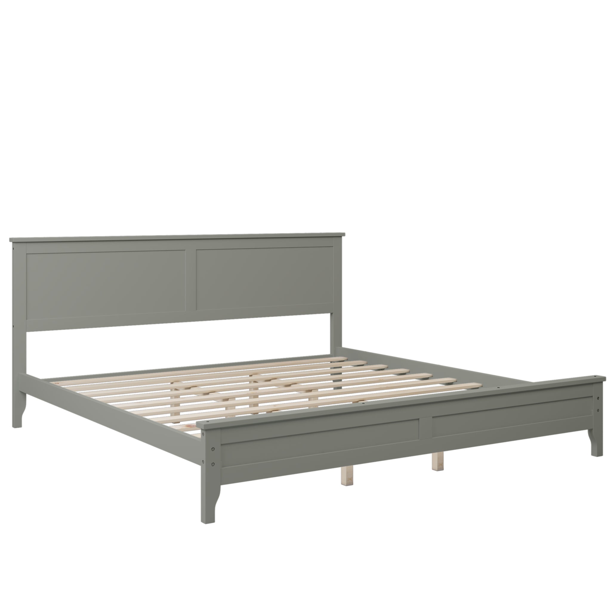 Royard Oaktree Wood Platform Bed with Headboard Modern Bed Frame with Slats, No Box Spring Needed