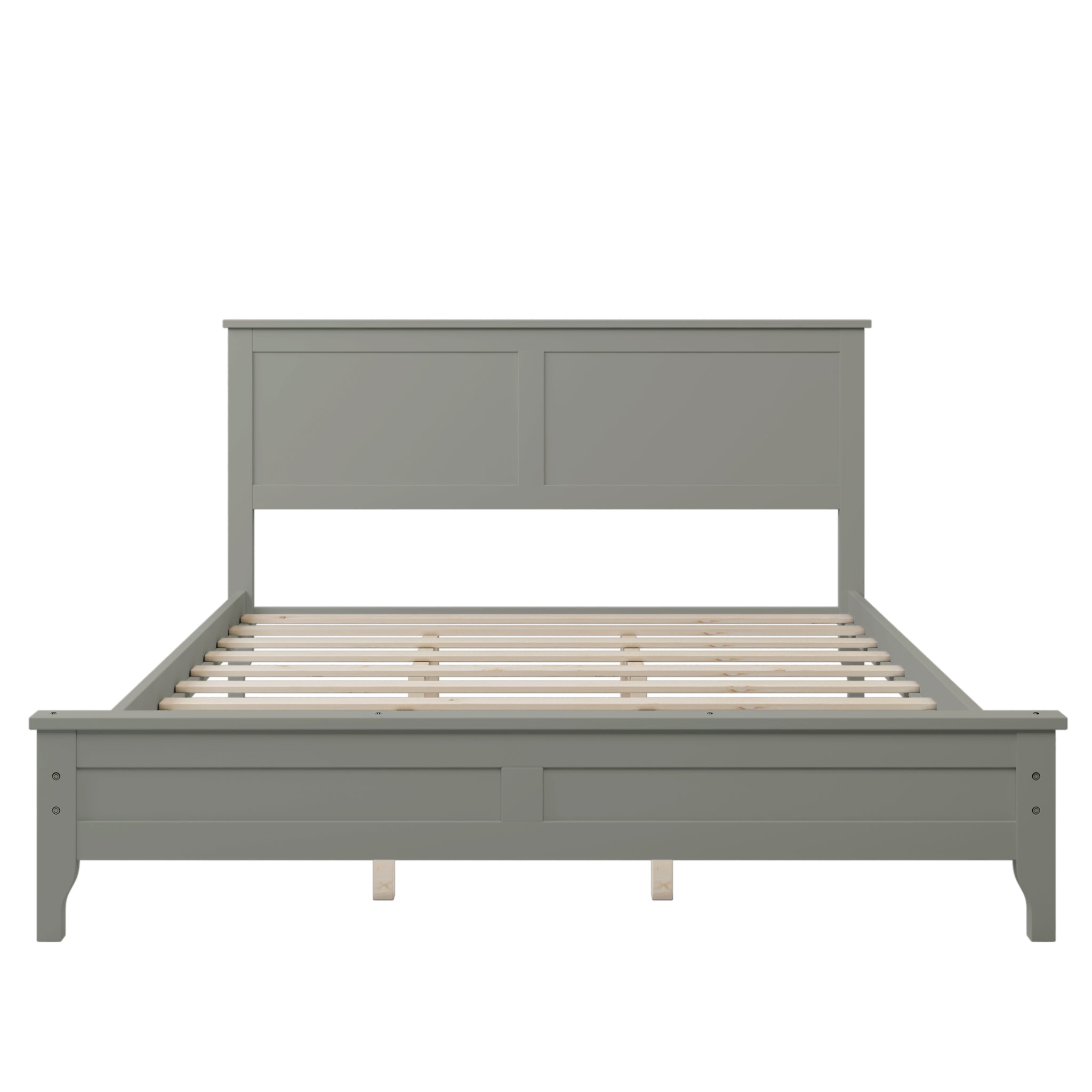 Royard Oaktree Wood Platform Bed with Headboard Modern Bed Frame with Slats, No Box Spring Needed