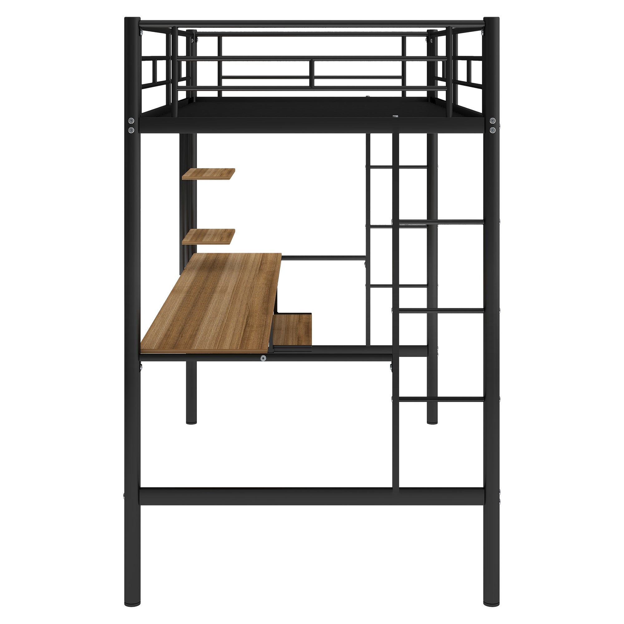 Royard Oaktree Loft Bed with Desk and Shelf, Space Saving Design, Twin