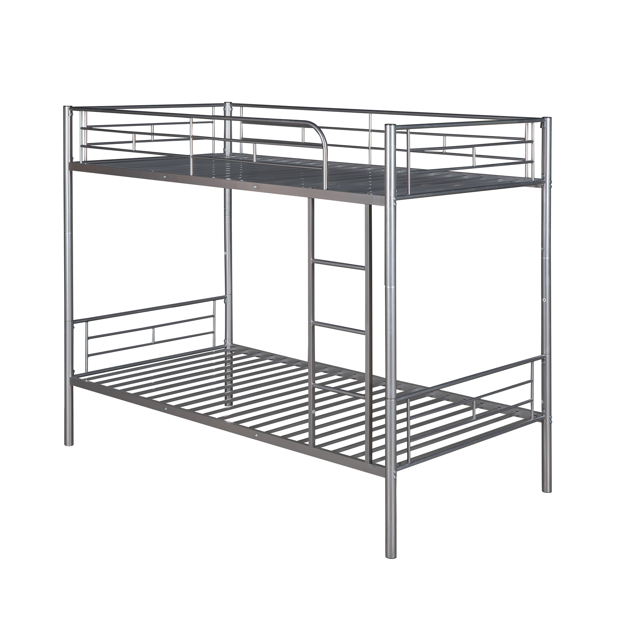 Royard Oaktree Twin Over Twin Metal Bunk Bed with Ladder and Guardrails Modern Bunk Bed Frame with Headboard and Footboard, Metal Slats, No Box Spring Needed