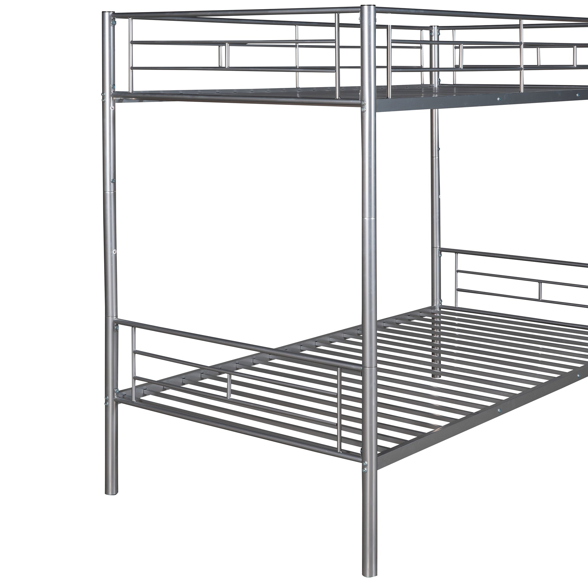 Royard Oaktree Twin Over Twin Metal Bunk Bed with Ladder and Guardrails Modern Bunk Bed Frame with Headboard and Footboard, Metal Slats, No Box Spring Needed