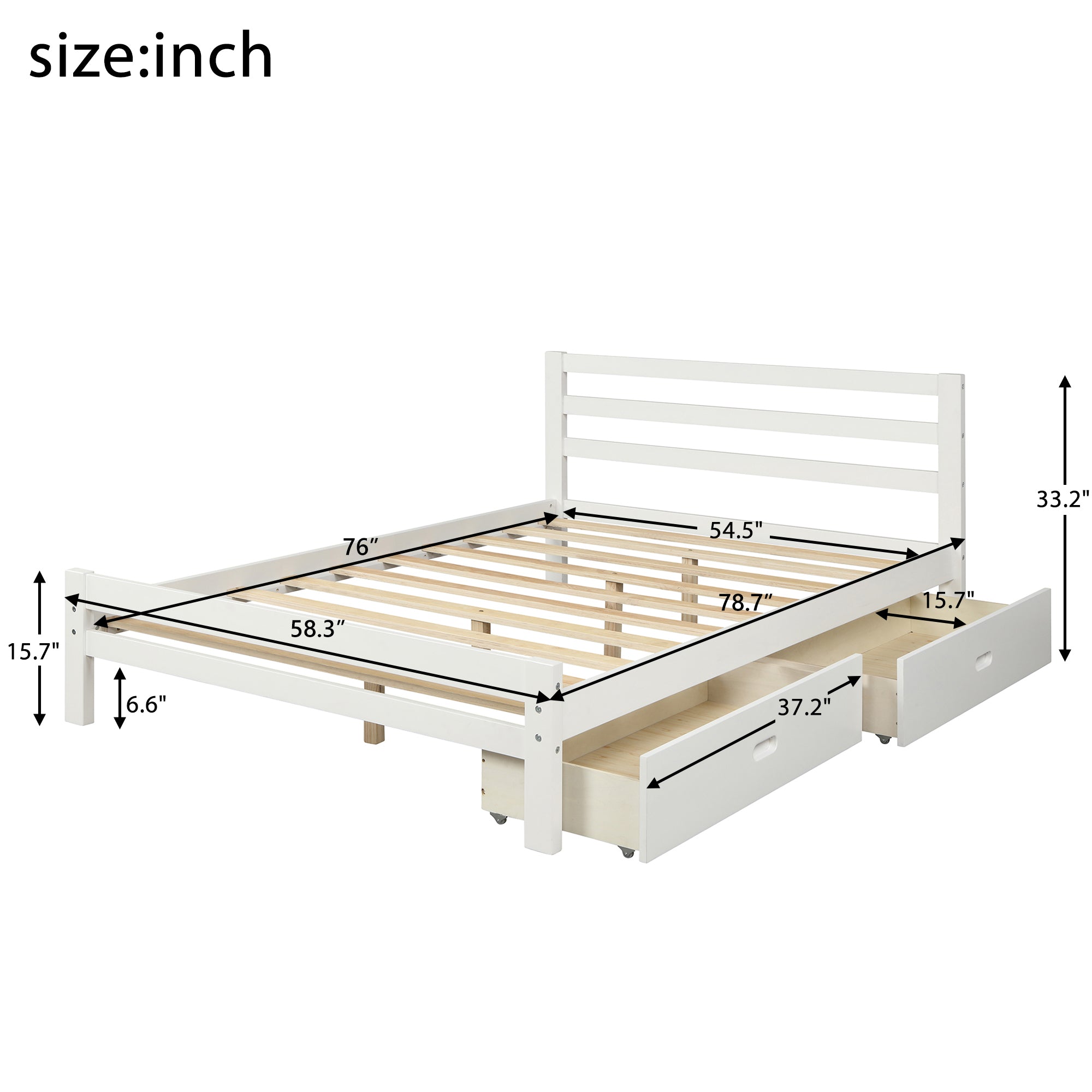 Royard Oaktree Platform Bed With Two Drawers Wood Bed Frame with Headboard and Slats, No Box Spring Needed