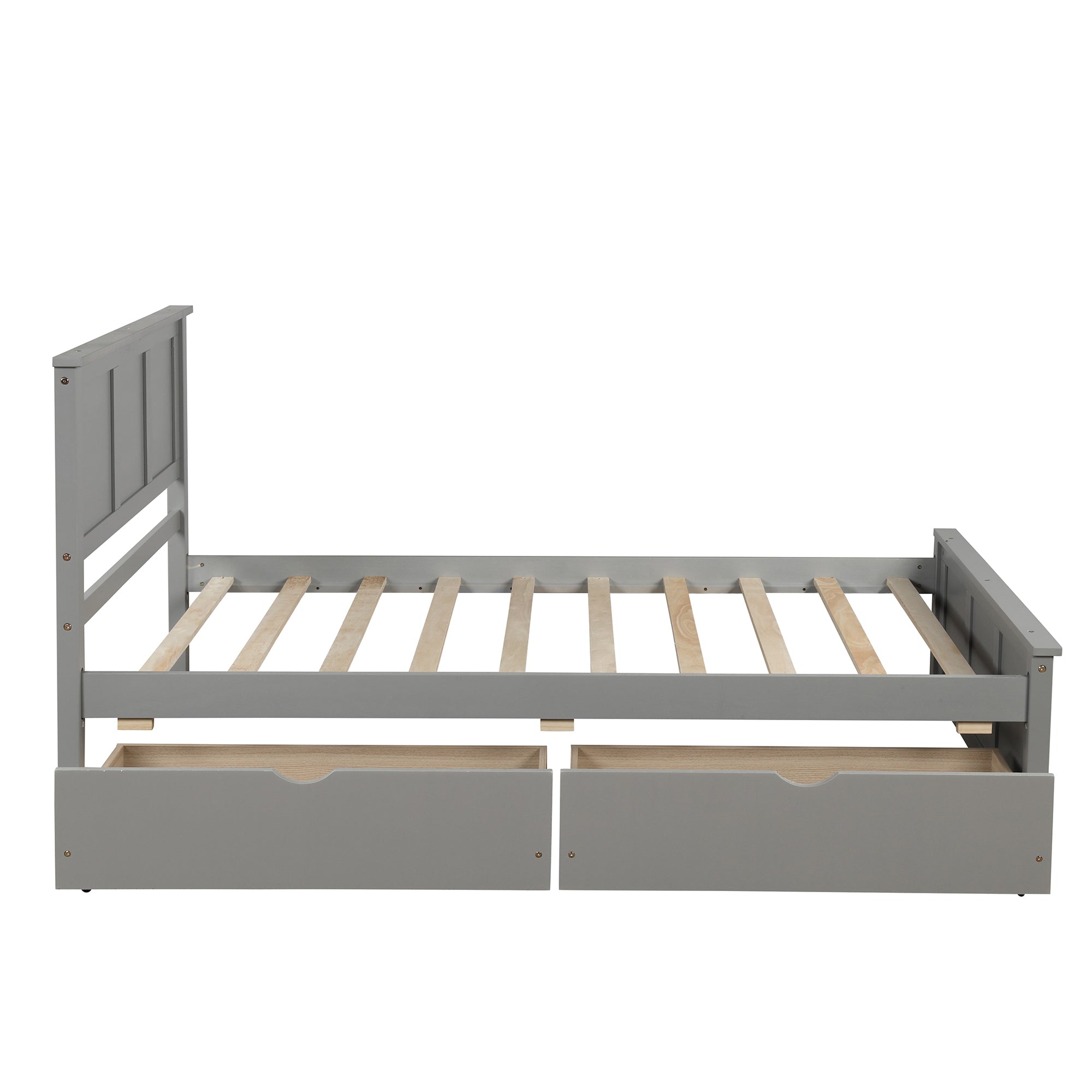 Royard Oaktree Twin Size Platform Storage Bed Wood Bed Frame with Headboard and 2 Drawers